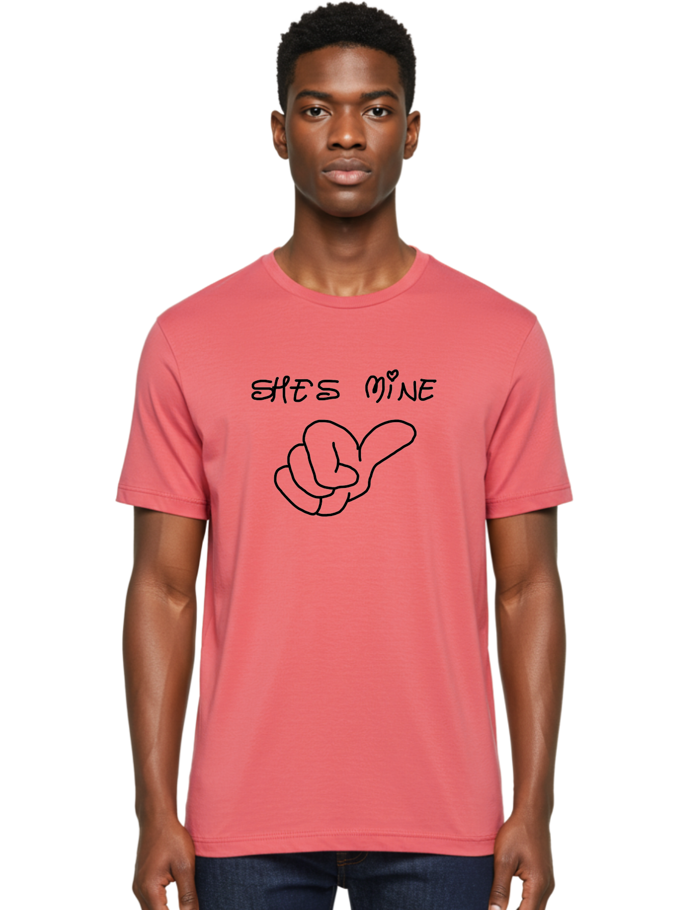 Shes-Mine Men'S Graphic Tee, 100% Cotton, Comfortable Casual Summer Wear, Machine Washable, Hand Gesture, Possessive Symbol, Love Sign, Heart Symbol, Romantic Gesture, Claim Of Ownership, Symbol Of Love - Aaa121