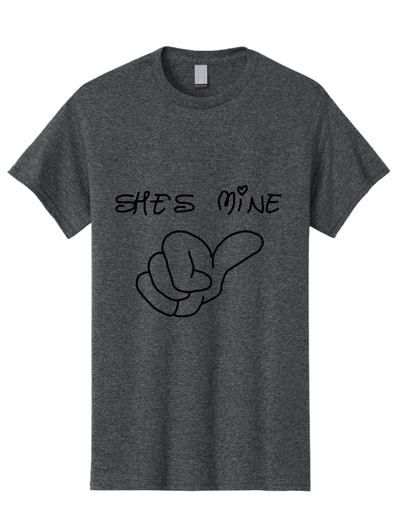 Shes-Mine Men'S Graphic Tee, 100% Cotton, Comfortable Casual Summer Wear, Machine Washable, Hand Gesture, Possessive Symbol, Love Sign, Heart Symbol, Romantic Gesture, Claim Of Ownership, Symbol Of Love - Aaa121