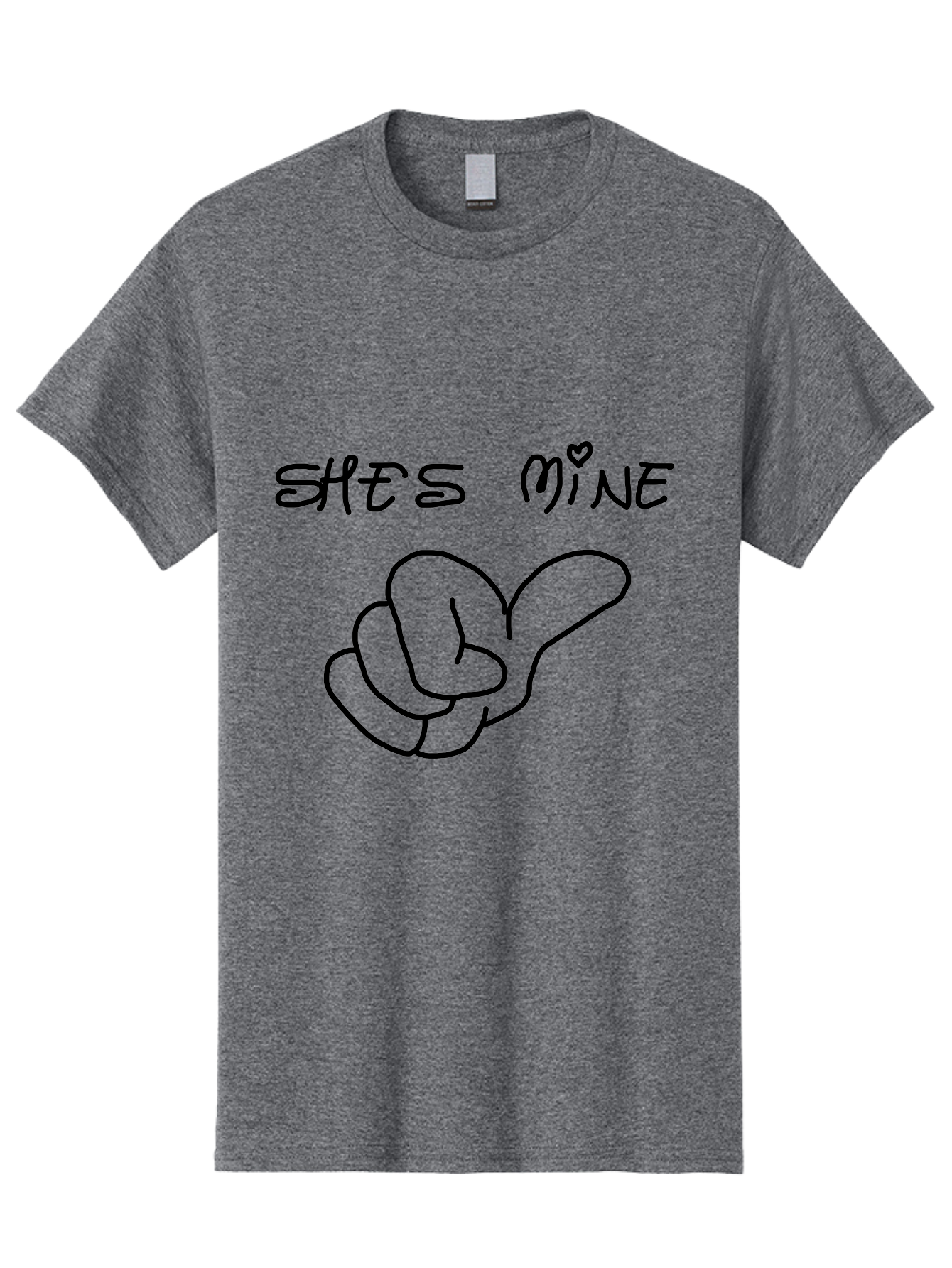 Shes-Mine Men'S Graphic Tee, 100% Cotton, Comfortable Casual Summer Wear, Machine Washable, Hand Gesture, Possessive Symbol, Love Sign, Heart Symbol, Romantic Gesture, Claim Of Ownership, Symbol Of Love - Aaa121