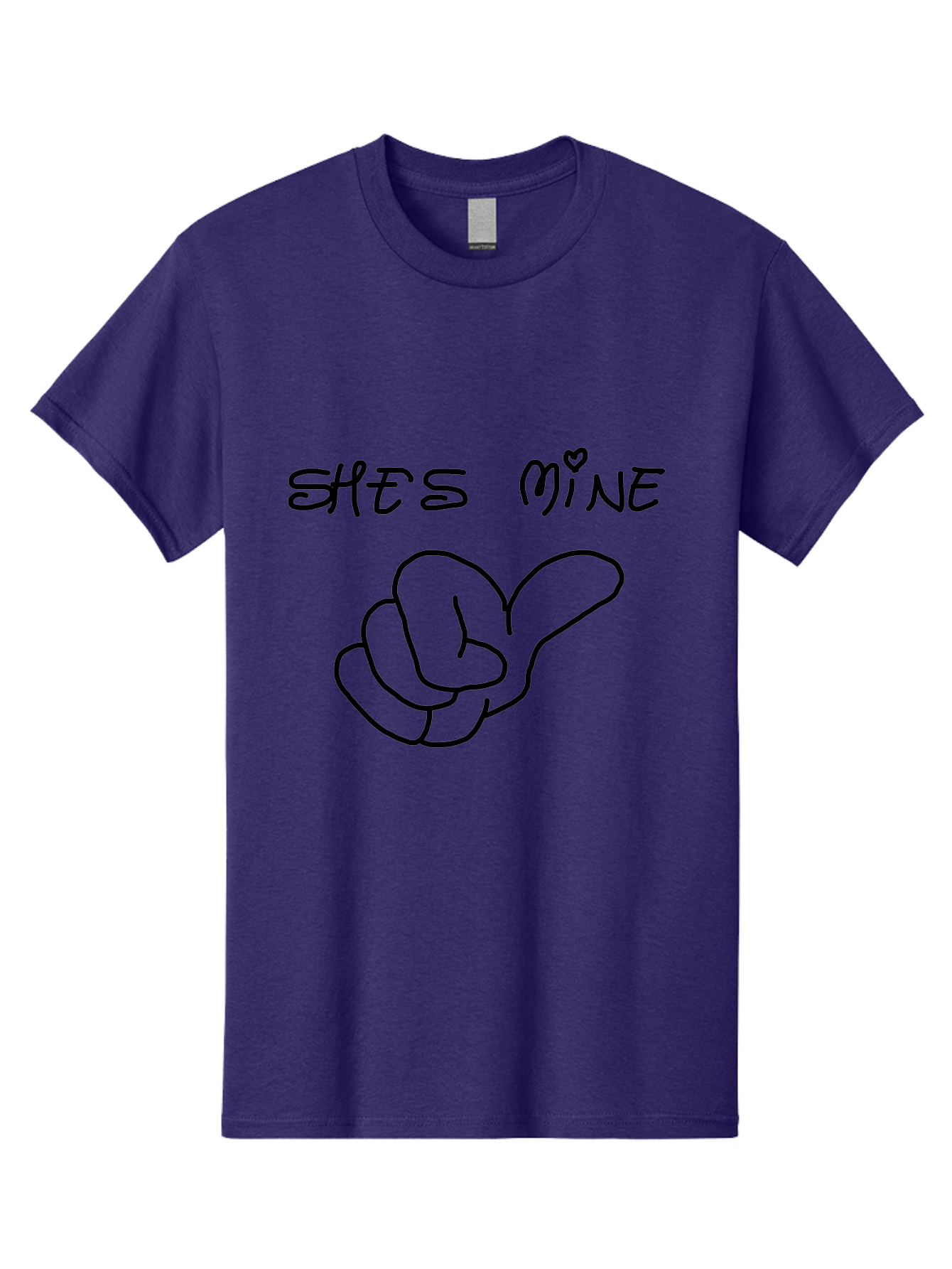 Shes-Mine Men'S Graphic Tee, 100% Cotton, Comfortable Casual Summer Wear, Machine Washable, Hand Gesture, Possessive Symbol, Love Sign, Heart Symbol, Romantic Gesture, Claim Of Ownership, Symbol Of Love - Aaa121