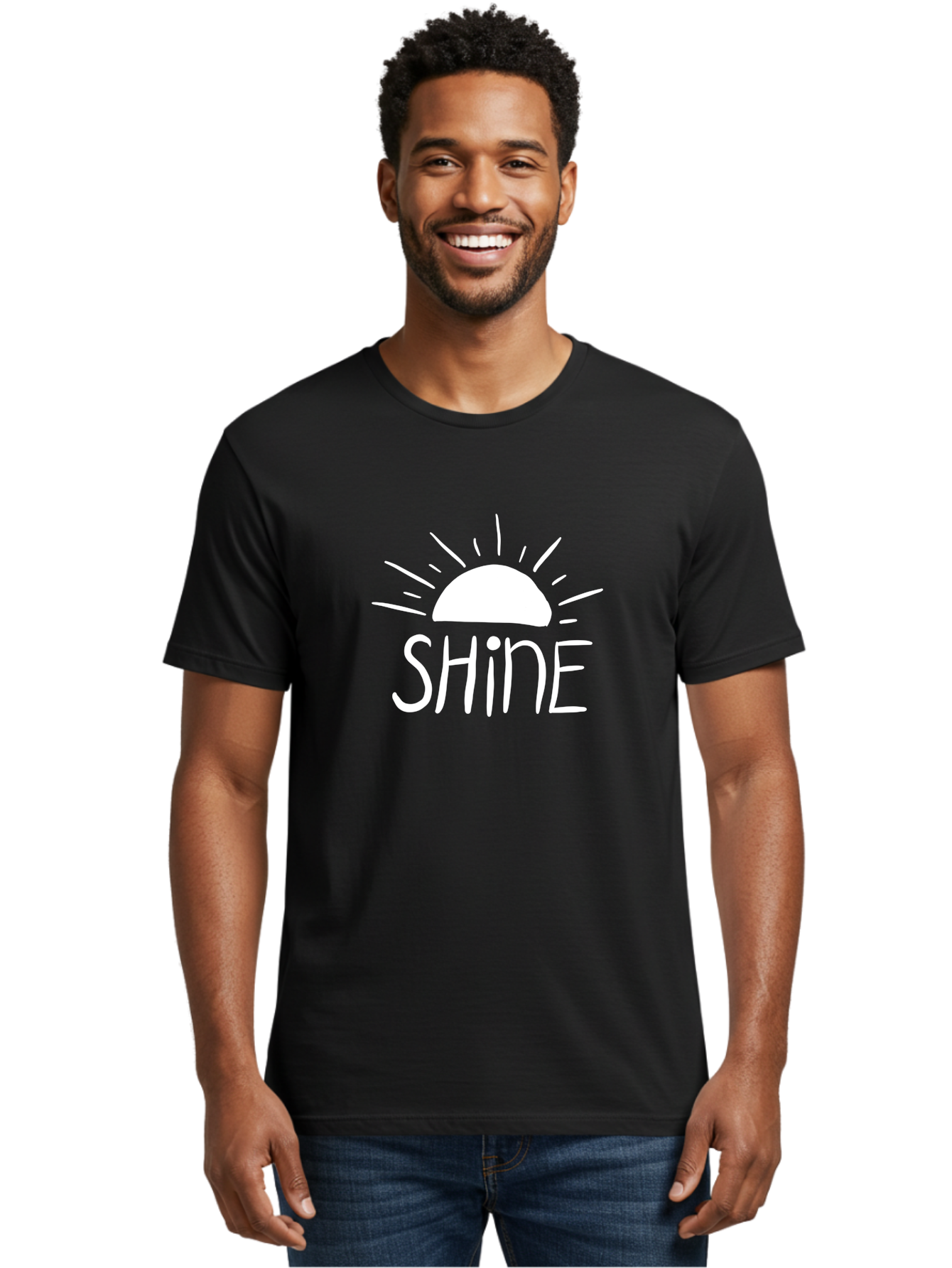 Shine Men'S Graphic Tee, 100% Cotton, Comfortable Casual Summer Wear, Machine Washable, Shine, Positivity, Motivation, Inspirational Quote, Happiness, Encouragement, Uplifting Message, Optimism Symbol - Aaa122
