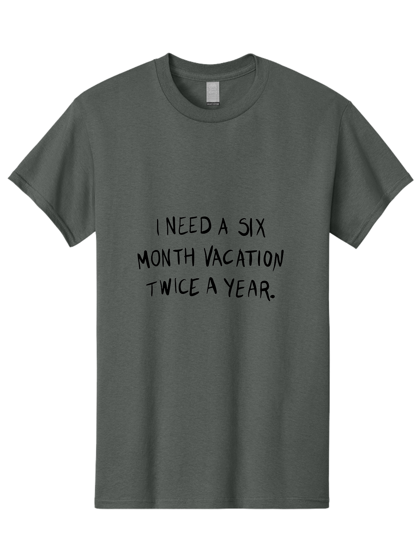Six-Month-Vacation Men'S Graphic Tee, 100% Cotton, Comfortable Casual Summer Wear, Machine Washable, Vacation Mode, Relaxation, Travel Inspiration, Wanderlust, Long Vacation, Break Time, Time Off, Relaxation, Humor, Funny Quote - Aaa123