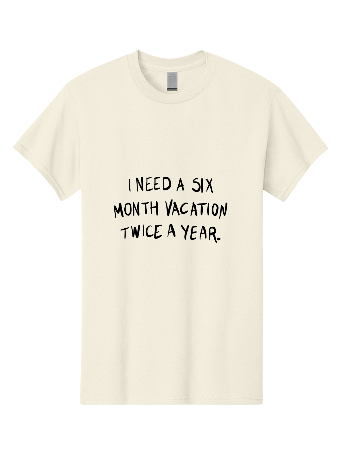 Six-Month-Vacation Men'S Graphic Tee, 100% Cotton, Comfortable Casual Summer Wear, Machine Washable, Vacation Mode, Relaxation, Travel Inspiration, Wanderlust, Long Vacation, Break Time, Time Off, Relaxation, Humor, Funny Quote - Aaa123