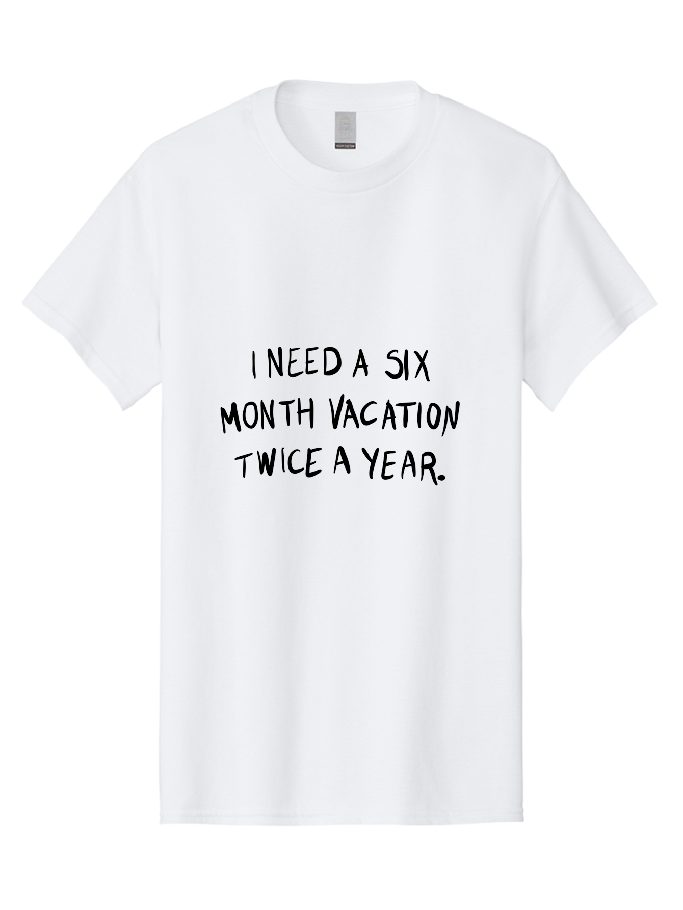 Six-Month-Vacation Men'S Graphic Tee, 100% Cotton, Comfortable Casual Summer Wear, Machine Washable, Vacation Mode, Relaxation, Travel Inspiration, Wanderlust, Long Vacation, Break Time, Time Off, Relaxation, Humor, Funny Quote - Aaa123