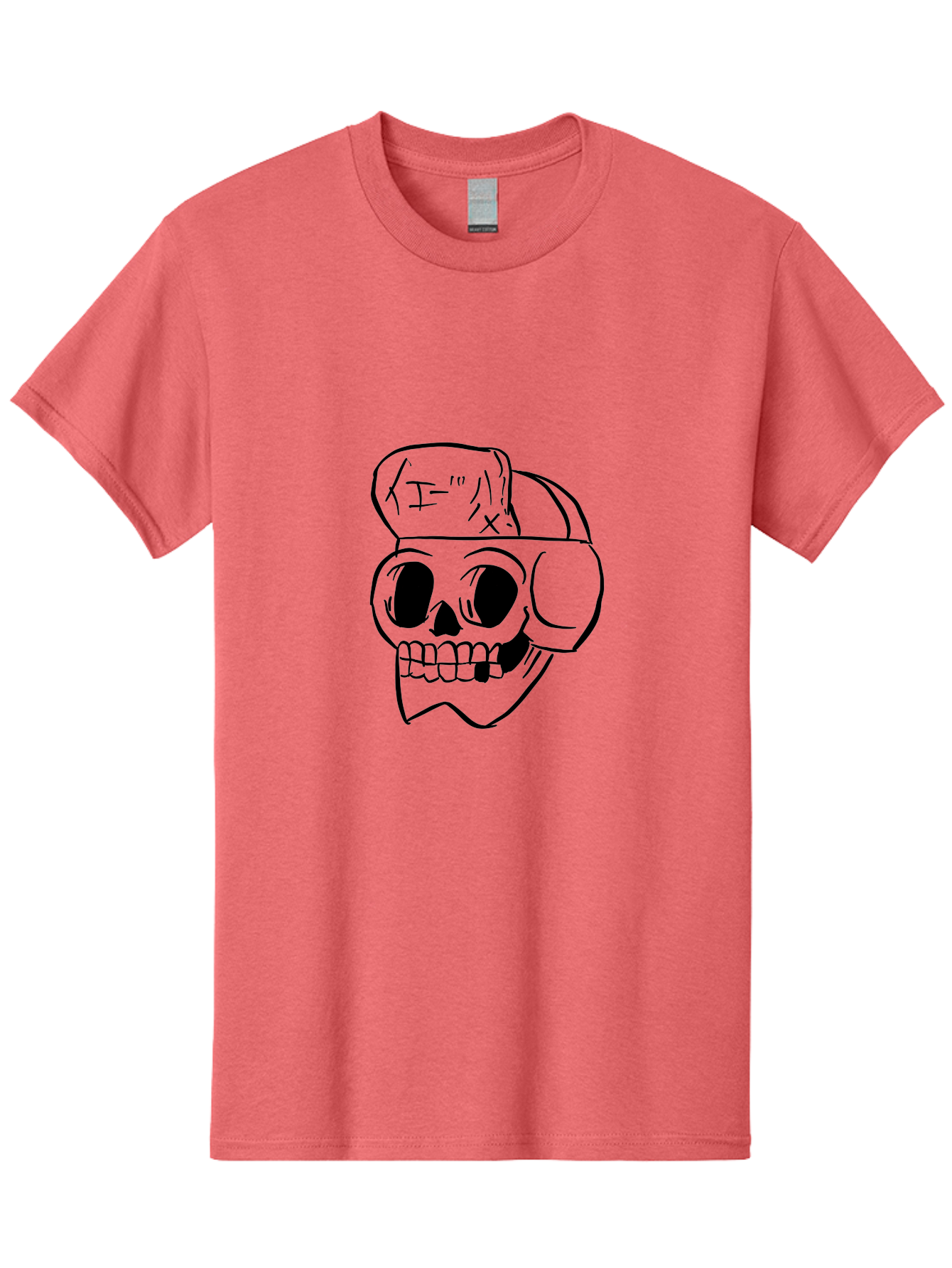 Skull-With-Headphones Men'S Graphic Tee, 100% Cotton, Comfortable Casual Summer Wear, Machine Washable, Skull Wearing Headphones, Dj Skull, Music Lover, Edgy Style, Bold Graphics, Graphic Design, Skull Art, Headphones, Dark Art - Aaa124