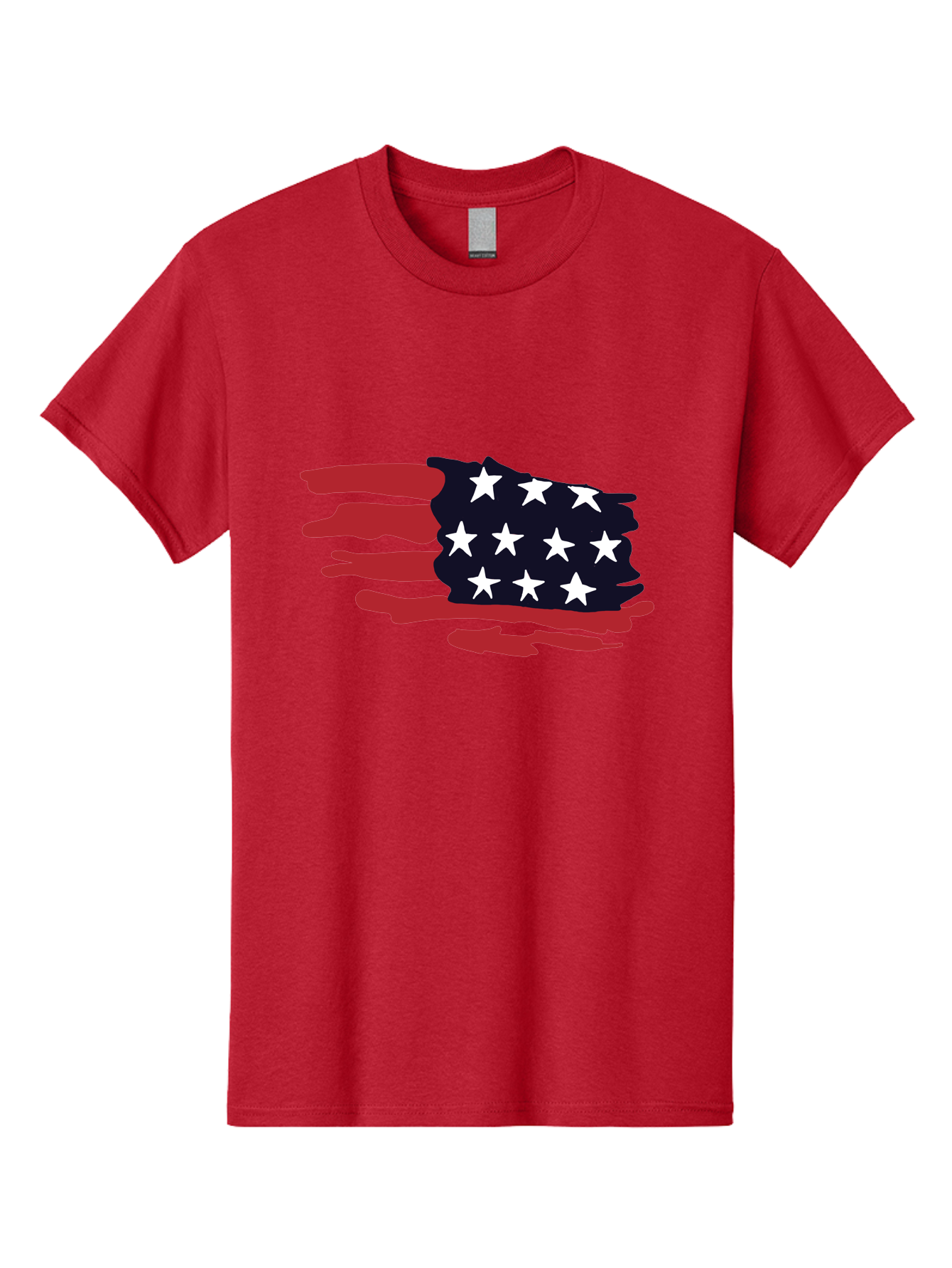 Stars-And-Stripes Men'S Graphic Tee, 100% Cotton, Comfortable Casual Summer Wear, Machine Washable, American Flag, Red And White Stripes, White Stars, Patriotic Symbol, Us National Flag, Freedom Representation, Abstract Design, - Aaa126