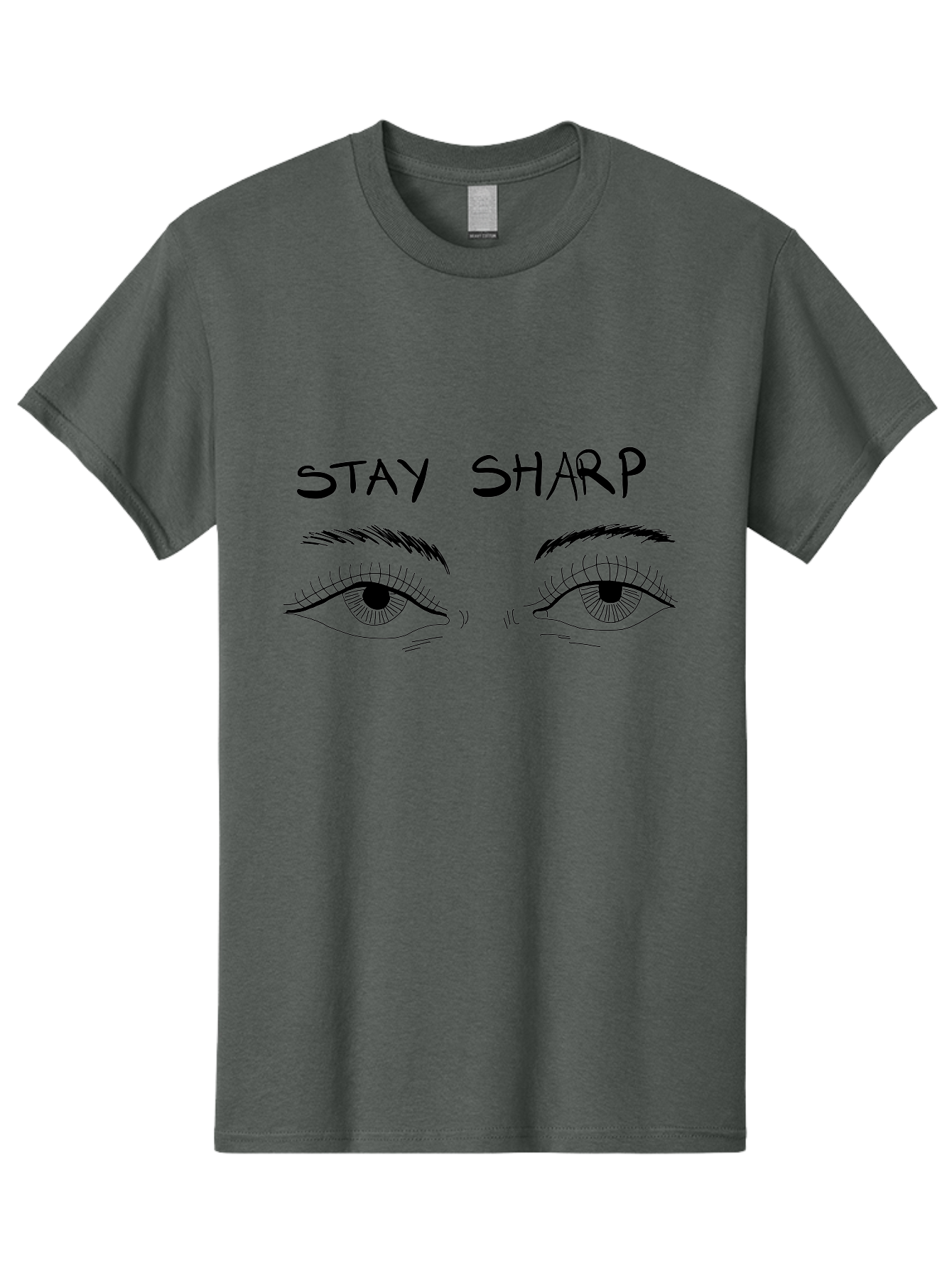Stay-Sharp Men'S Graphic Tee, 100% Cotton, Comfortable Casual Summer Wear, Machine Washable, Stay Sharp, Motivation, Focus, Eye Illustration, Eyebrow, Detailed Drawing, Black And White, Inspirational Quote, Motivational Art, Mindfulness - Aaa127