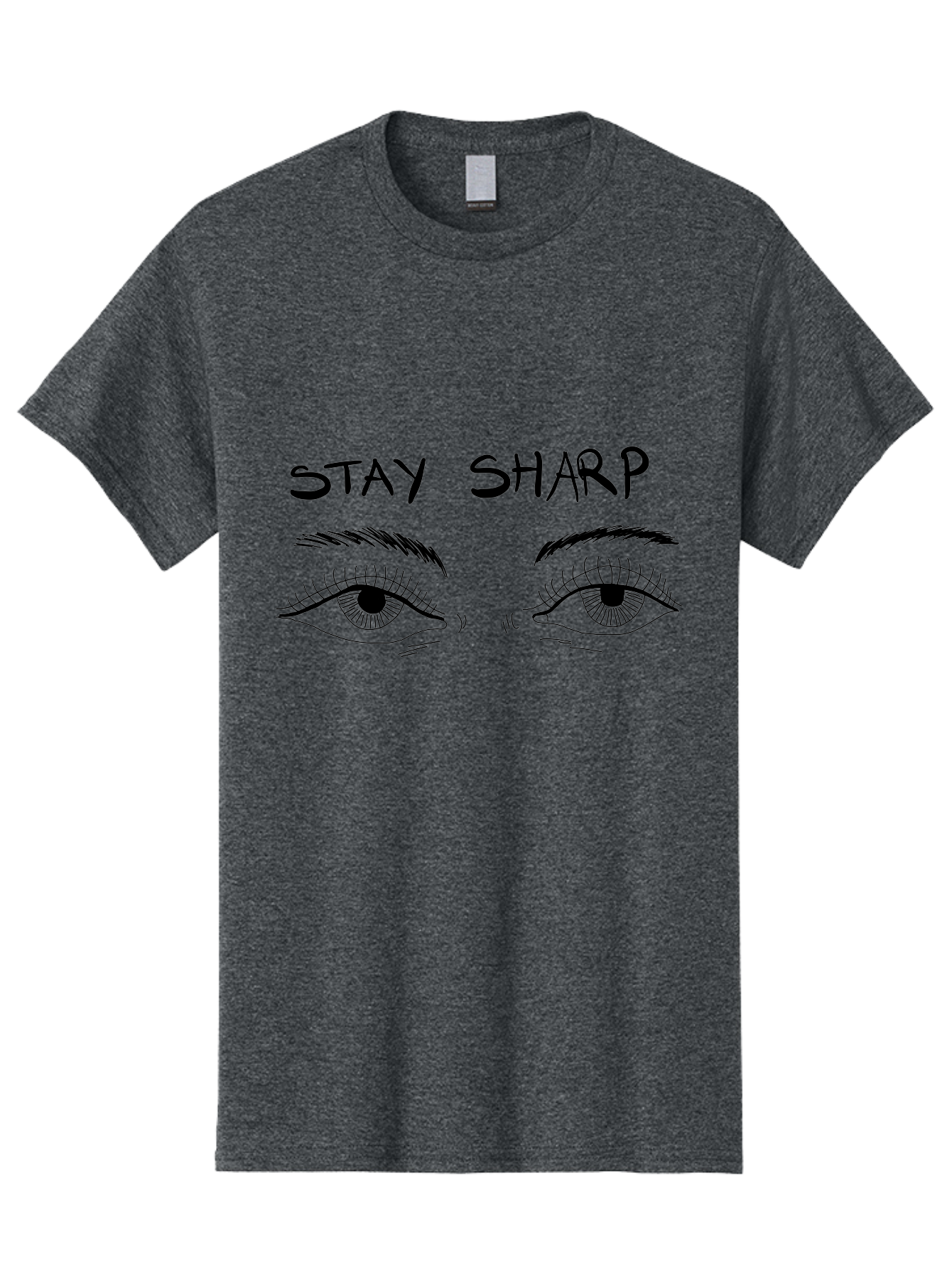 Stay-Sharp Men'S Graphic Tee, 100% Cotton, Comfortable Casual Summer Wear, Machine Washable, Stay Sharp, Motivation, Focus, Eye Illustration, Eyebrow, Detailed Drawing, Black And White, Inspirational Quote, Motivational Art, Mindfulness - Aaa127