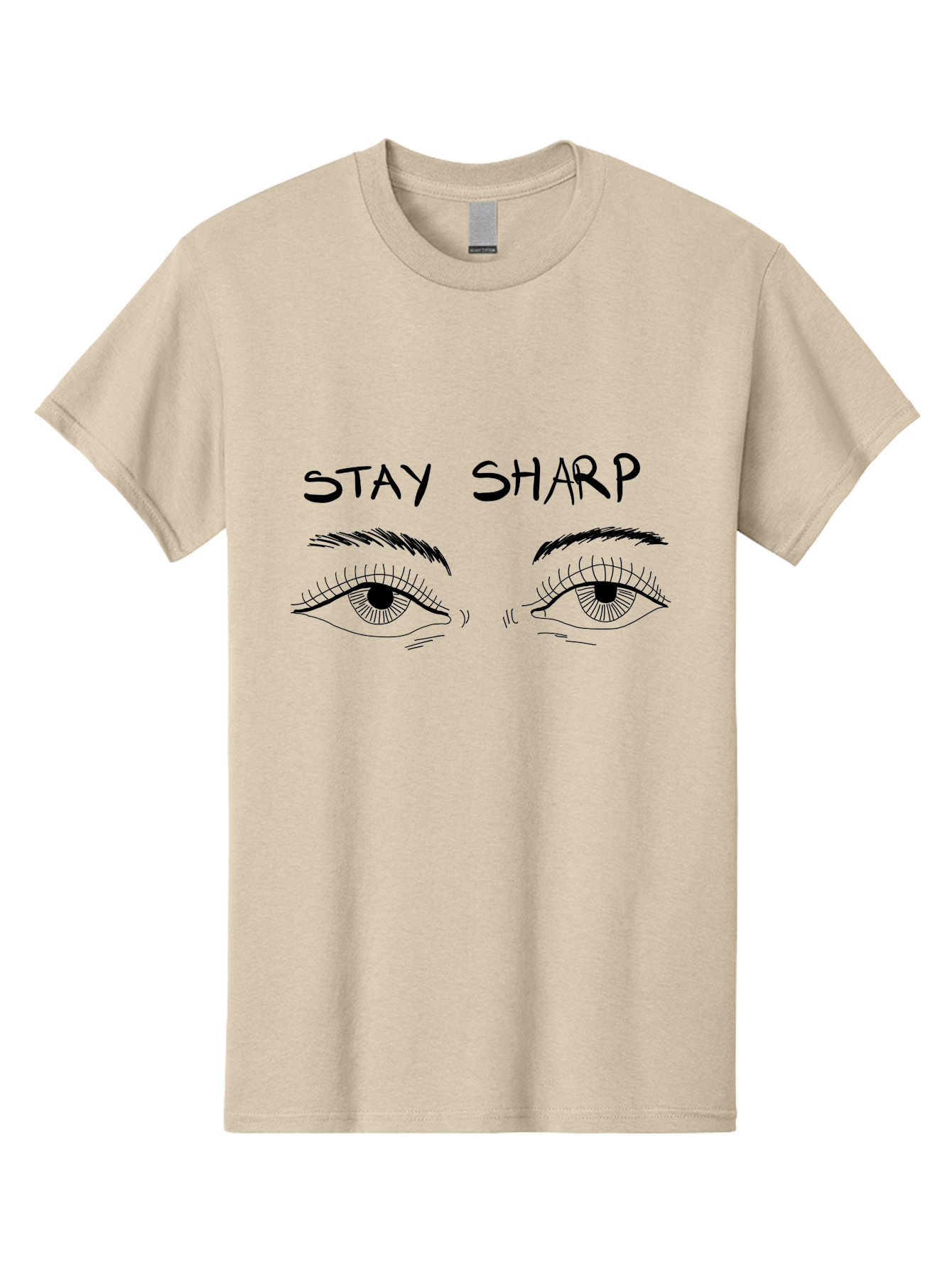 Stay-Sharp Men'S Graphic Tee, 100% Cotton, Comfortable Casual Summer Wear, Machine Washable, Stay Sharp, Motivation, Focus, Eye Illustration, Eyebrow, Detailed Drawing, Black And White, Inspirational Quote, Motivational Art, Mindfulness - Aaa127