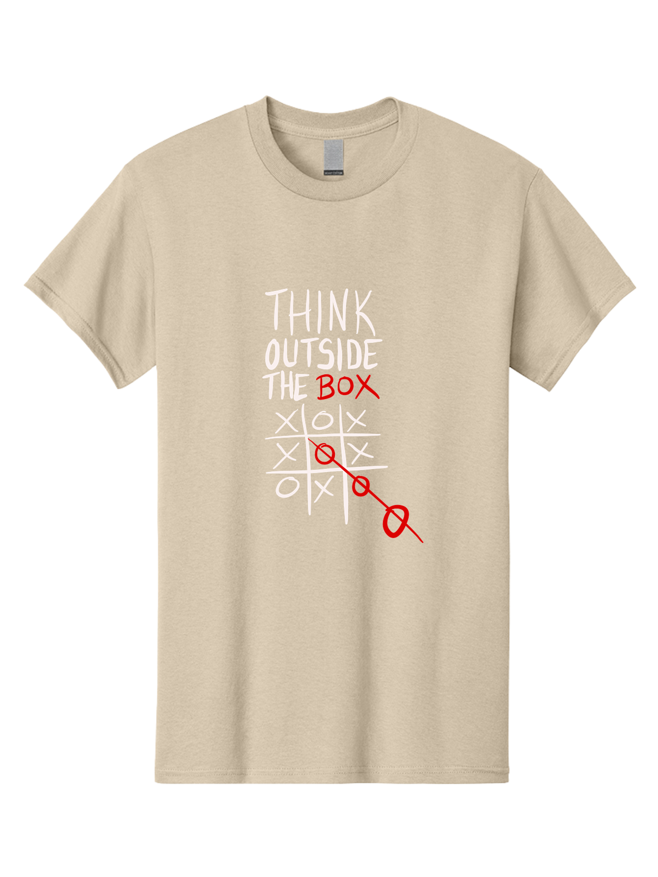 Think-Outside-The-Box Men'S Graphic Tee, 100% Cotton, Comfortable Casual Summer Wear, Machine Washable, Think Outside The Box, Creative Thinking, Tic Tac Toe Game, Innovative Ideas, Problem-Solving, Strategic Thinking, Outside The Box, - Aaa129