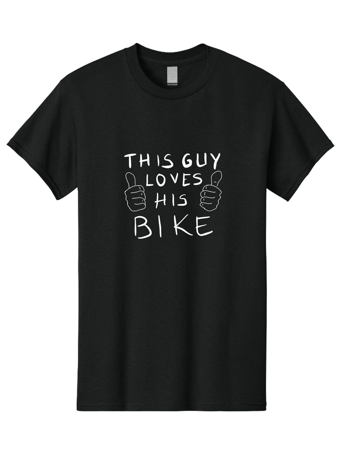 This-Guy-Loves-His-Bike Men'S Graphic Tee, 100% Cotton, Comfortable Casual Summer Wear, Machine Washable, Bike Enthusiast, Cycling Passion, Thumbs Up Approval, Love For Biking, Bike Lover, Cyclist Pride, Bicycle Appreciation, - Aaa130
