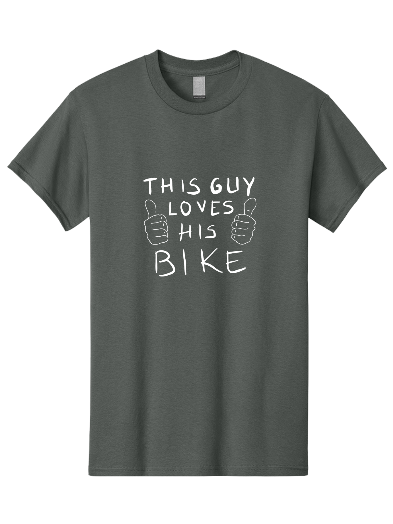 This-Guy-Loves-His-Bike Men'S Graphic Tee, 100% Cotton, Comfortable Casual Summer Wear, Machine Washable, Bike Enthusiast, Cycling Passion, Thumbs Up Approval, Love For Biking, Bike Lover, Cyclist Pride, Bicycle Appreciation, - Aaa130