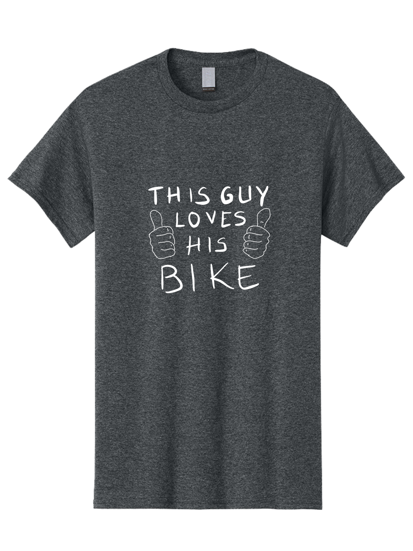 This-Guy-Loves-His-Bike Men'S Graphic Tee, 100% Cotton, Comfortable Casual Summer Wear, Machine Washable, Bike Enthusiast, Cycling Passion, Thumbs Up Approval, Love For Biking, Bike Lover, Cyclist Pride, Bicycle Appreciation, - Aaa130