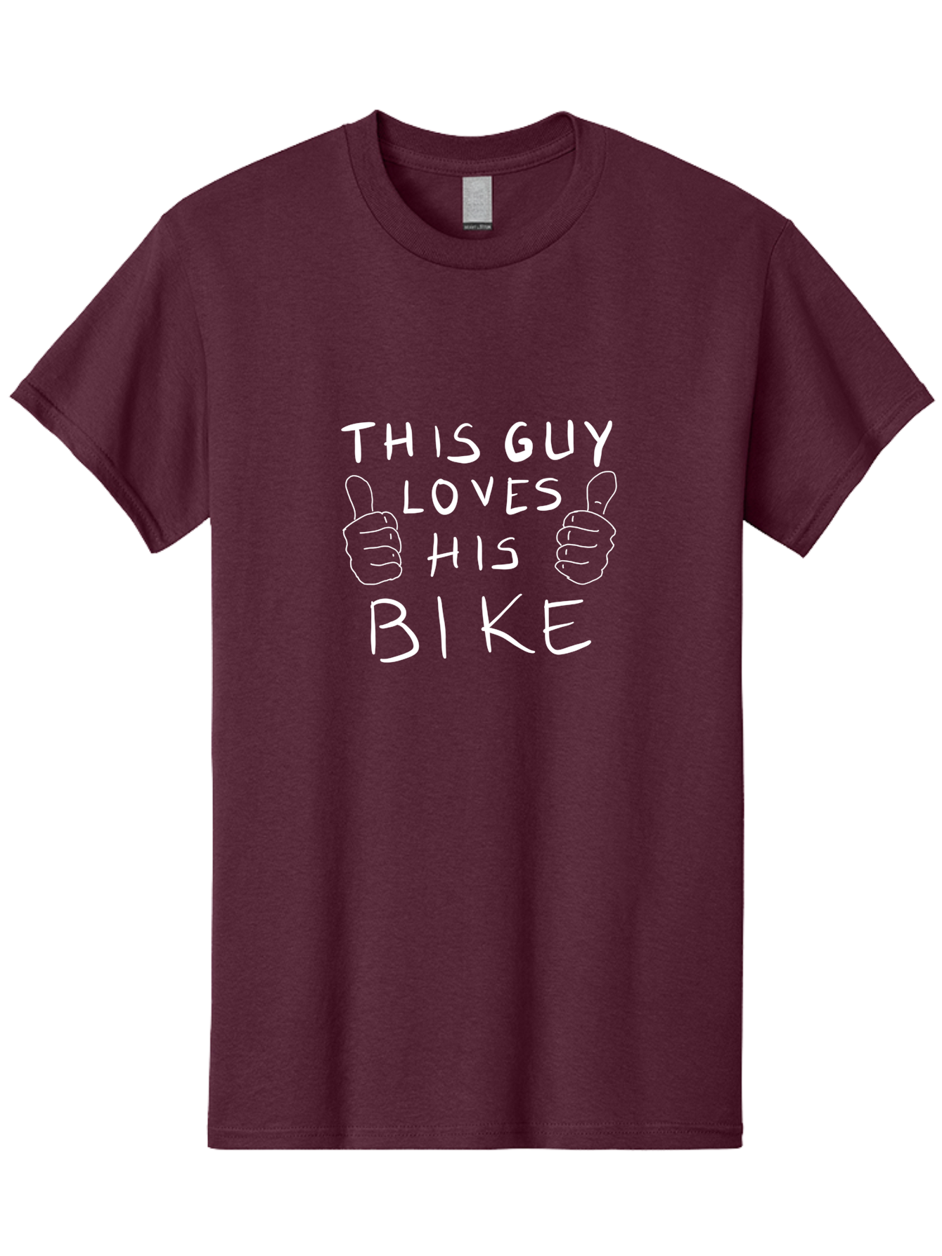 This-Guy-Loves-His-Bike Men'S Graphic Tee, 100% Cotton, Comfortable Casual Summer Wear, Machine Washable, Bike Enthusiast, Cycling Passion, Thumbs Up Approval, Love For Biking, Bike Lover, Cyclist Pride, Bicycle Appreciation, - Aaa130