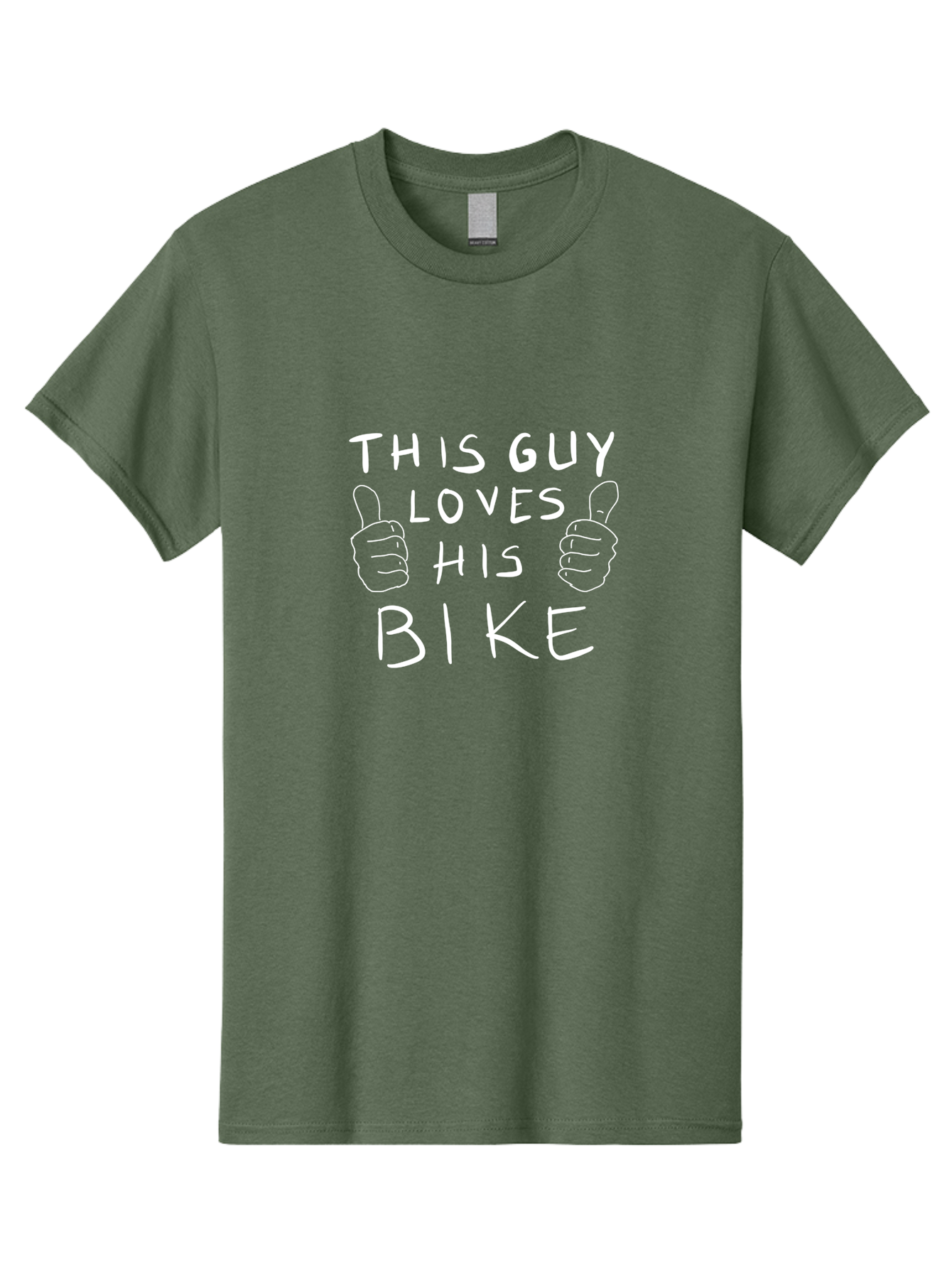 This-Guy-Loves-His-Bike Men'S Graphic Tee, 100% Cotton, Comfortable Casual Summer Wear, Machine Washable, Bike Enthusiast, Cycling Passion, Thumbs Up Approval, Love For Biking, Bike Lover, Cyclist Pride, Bicycle Appreciation, - Aaa130