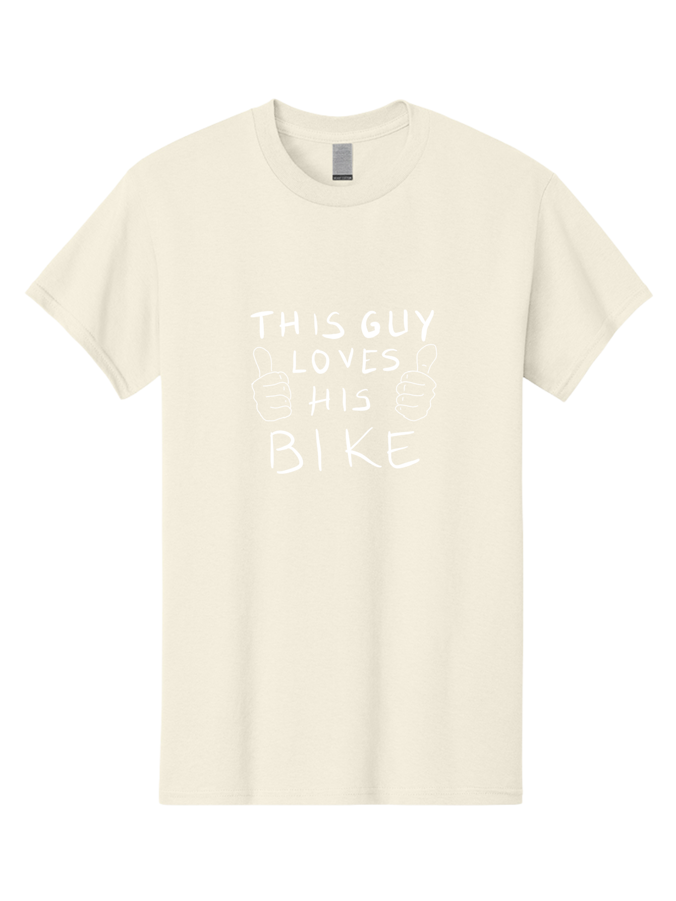 This-Guy-Loves-His-Bike Men'S Graphic Tee, 100% Cotton, Comfortable Casual Summer Wear, Machine Washable, Bike Enthusiast, Cycling Passion, Thumbs Up Approval, Love For Biking, Bike Lover, Cyclist Pride, Bicycle Appreciation, - Aaa130