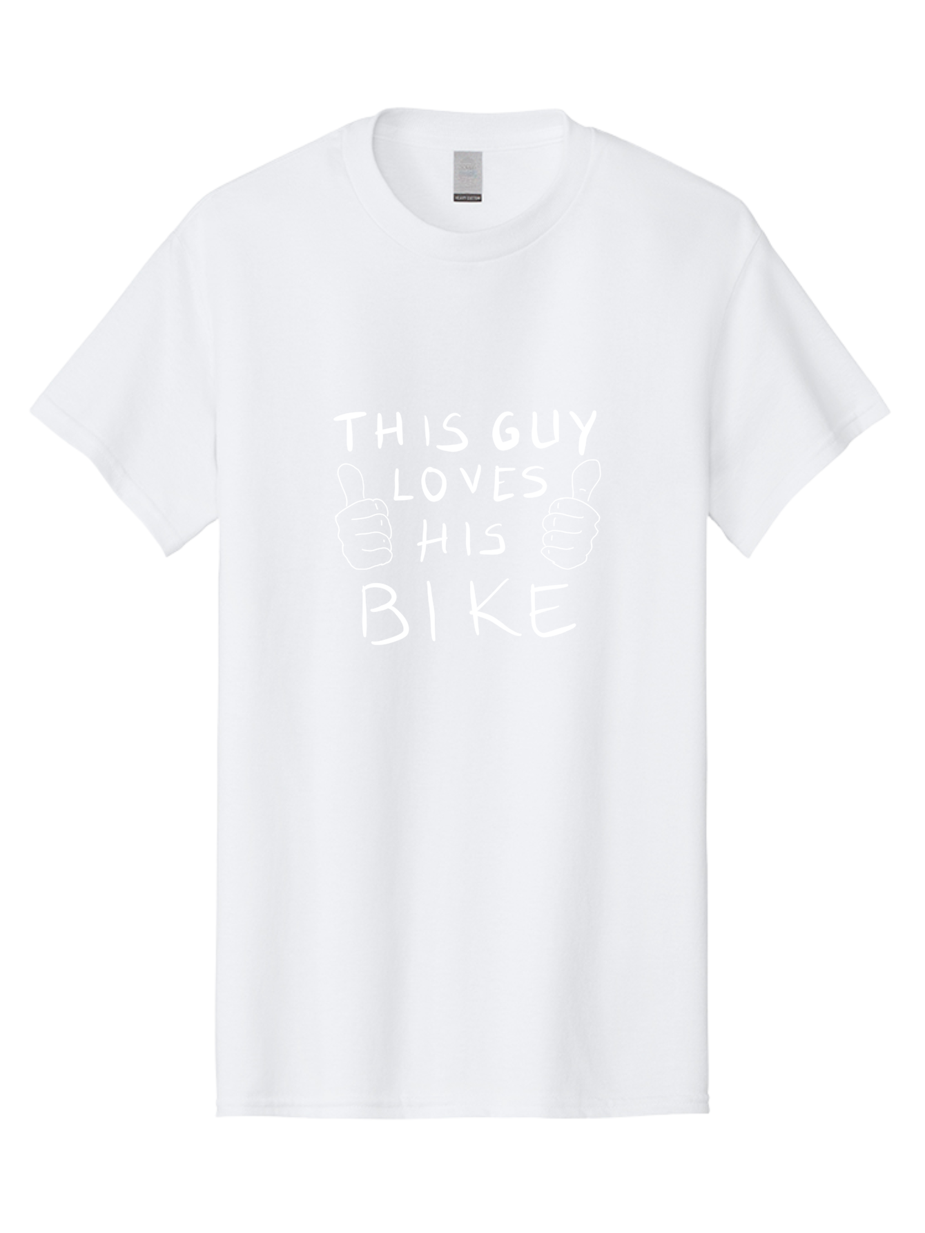 This-Guy-Loves-His-Bike Men'S Graphic Tee, 100% Cotton, Comfortable Casual Summer Wear, Machine Washable, Bike Enthusiast, Cycling Passion, Thumbs Up Approval, Love For Biking, Bike Lover, Cyclist Pride, Bicycle Appreciation, - Aaa130