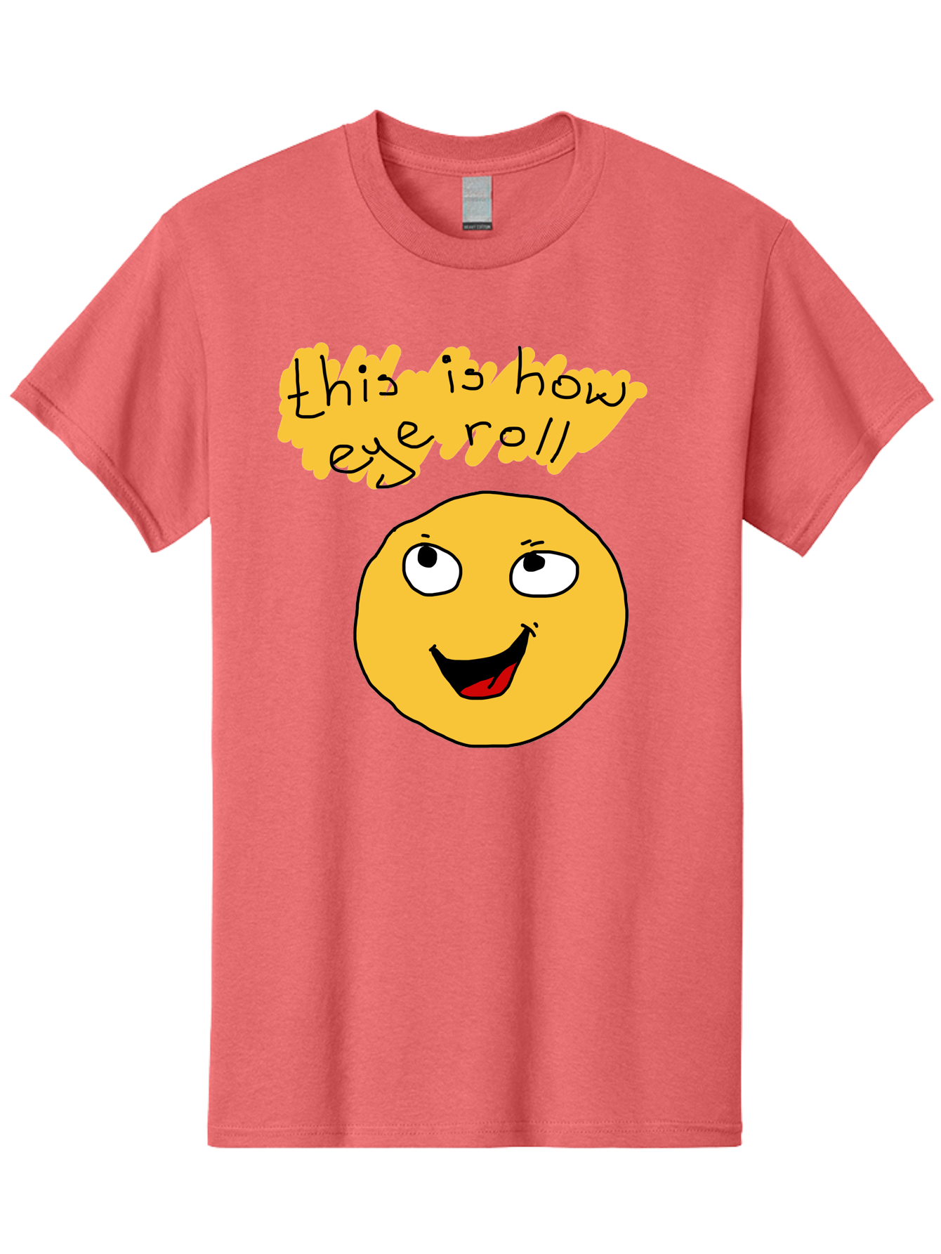 This-Is-How-Eye-Roll Men'S Graphic Tee, 100% Cotton, Comfortable Casual Summer Wear, Machine Washable, Funny Emoticon, Eye Roll Meme, Cartoon Character, Humorous Expression, Playful Humor, Sarcastic Face, Smiling Emoji, Laugh Out Loud - Aaa131