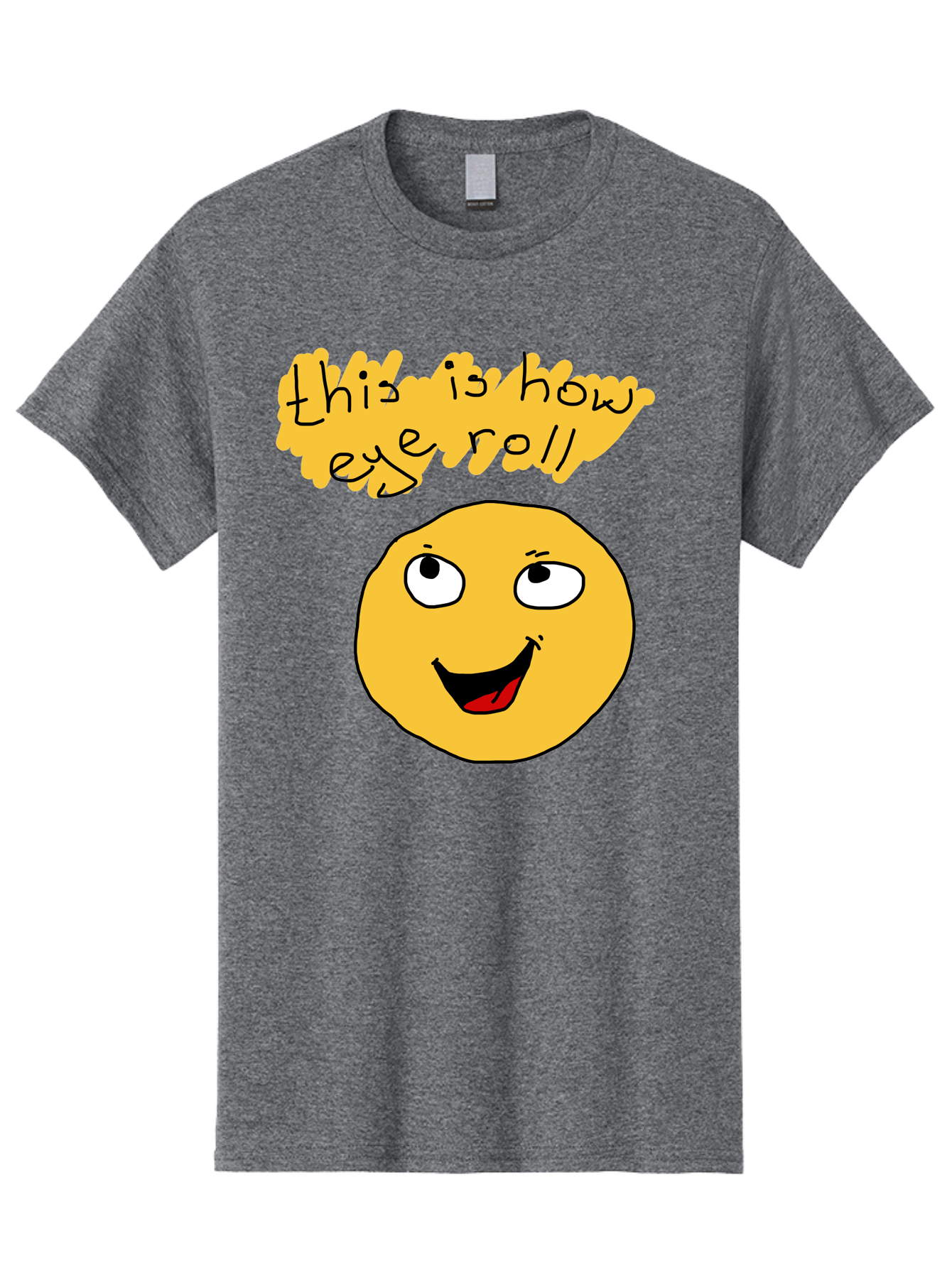 This-Is-How-Eye-Roll Men'S Graphic Tee, 100% Cotton, Comfortable Casual Summer Wear, Machine Washable, Funny Emoticon, Eye Roll Meme, Cartoon Character, Humorous Expression, Playful Humor, Sarcastic Face, Smiling Emoji, Laugh Out Loud - Aaa131