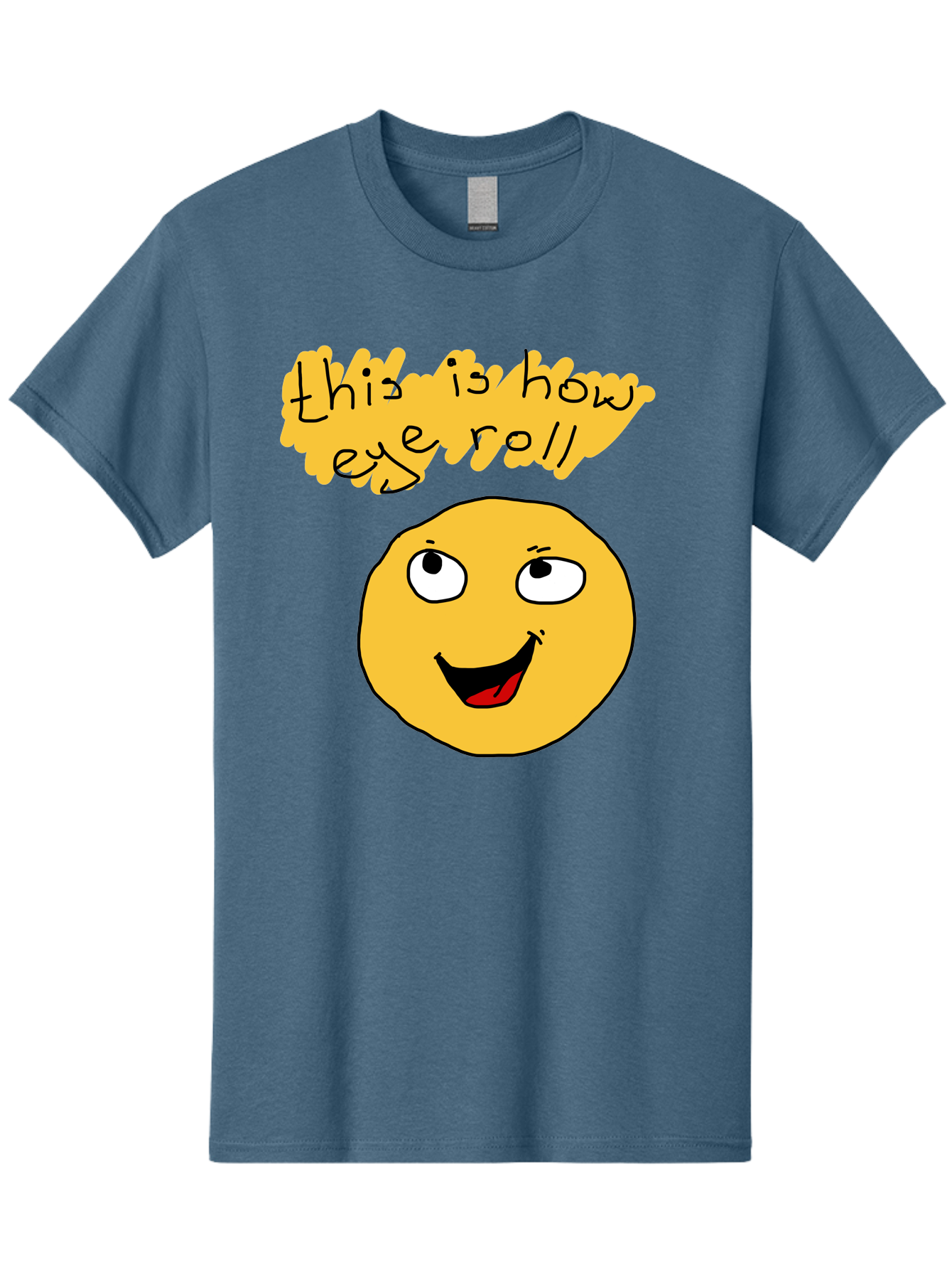This-Is-How-Eye-Roll Men'S Graphic Tee, 100% Cotton, Comfortable Casual Summer Wear, Machine Washable, Funny Emoticon, Eye Roll Meme, Cartoon Character, Humorous Expression, Playful Humor, Sarcastic Face, Smiling Emoji, Laugh Out Loud - Aaa131
