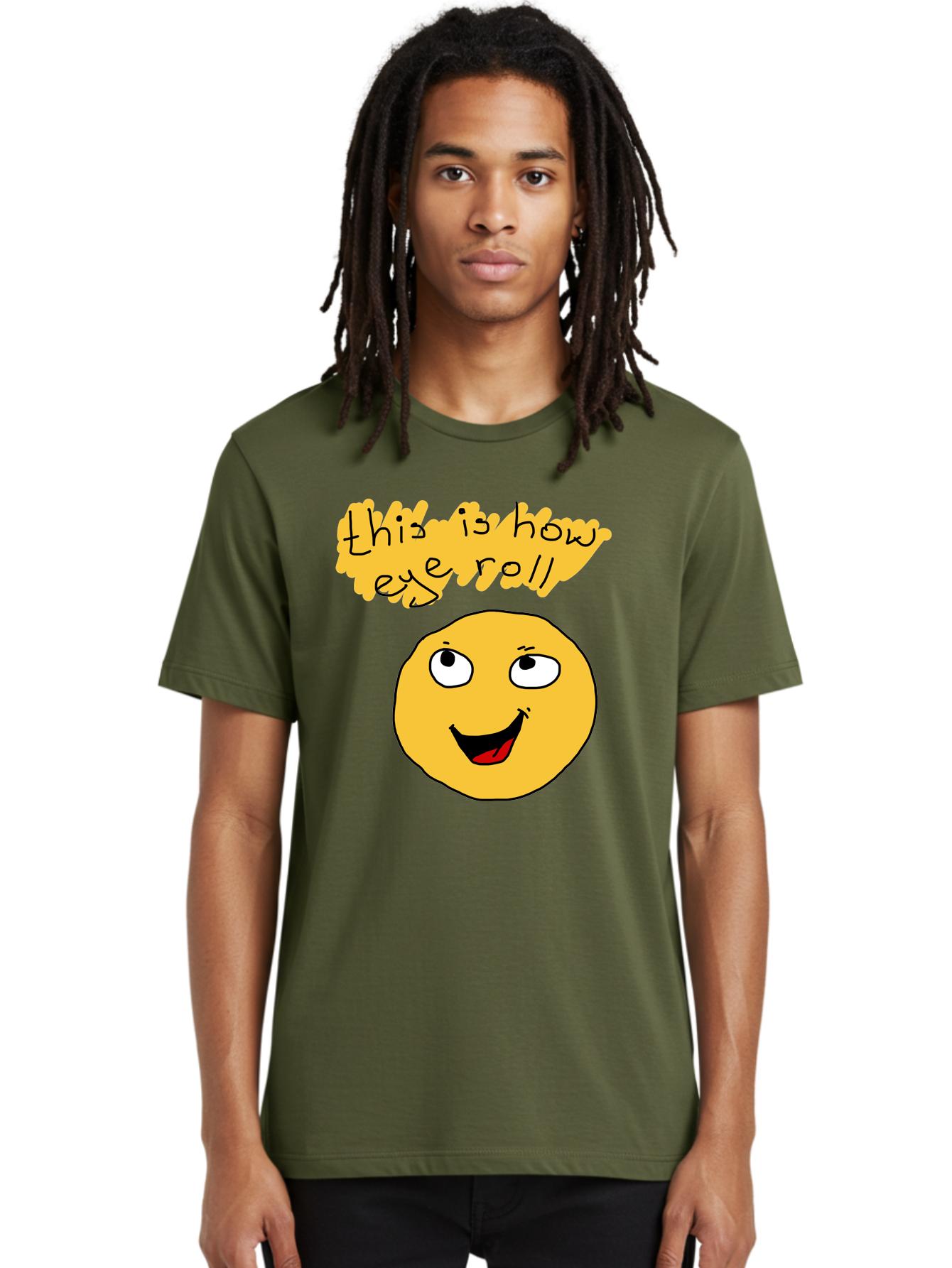 This-Is-How-Eye-Roll Men'S Graphic Tee, 100% Cotton, Comfortable Casual Summer Wear, Machine Washable, Funny Emoticon, Eye Roll Meme, Cartoon Character, Humorous Expression, Playful Humor, Sarcastic Face, Smiling Emoji, Laugh Out Loud - Aaa131