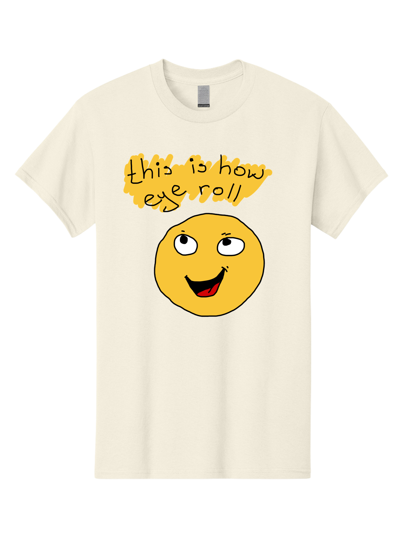 This-Is-How-Eye-Roll Men'S Graphic Tee, 100% Cotton, Comfortable Casual Summer Wear, Machine Washable, Funny Emoticon, Eye Roll Meme, Cartoon Character, Humorous Expression, Playful Humor, Sarcastic Face, Smiling Emoji, Laugh Out Loud - Aaa131