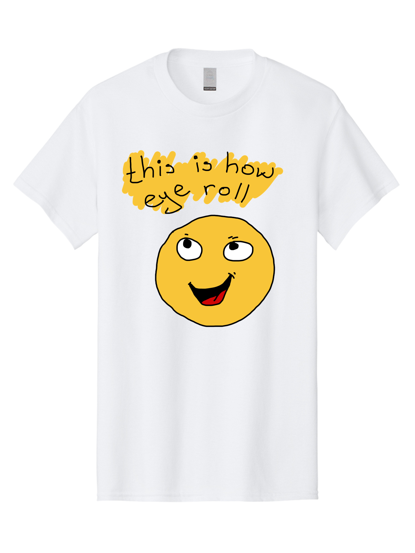 This-Is-How-Eye-Roll Men'S Graphic Tee, 100% Cotton, Comfortable Casual Summer Wear, Machine Washable, Funny Emoticon, Eye Roll Meme, Cartoon Character, Humorous Expression, Playful Humor, Sarcastic Face, Smiling Emoji, Laugh Out Loud - Aaa131