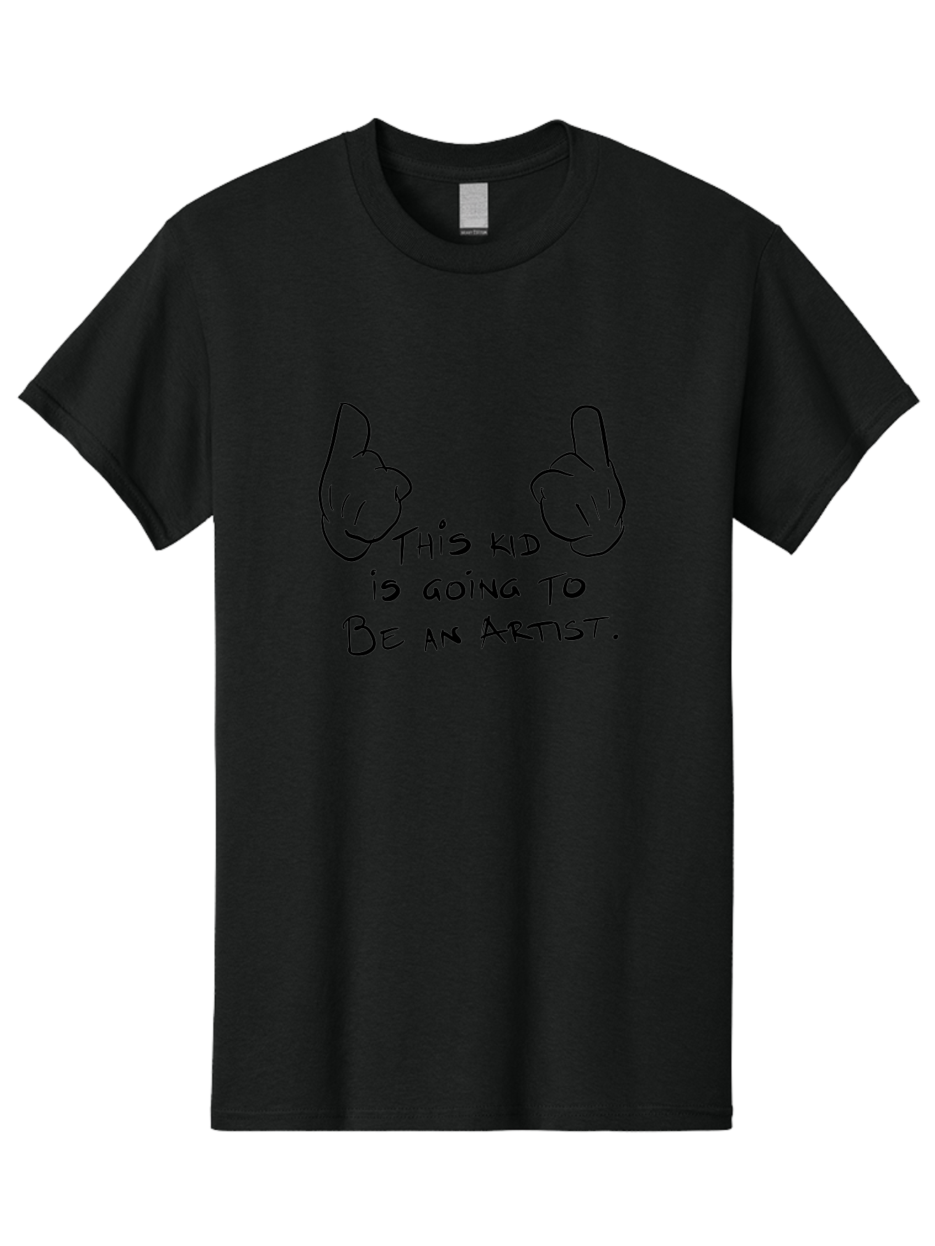 This-Kid-Is-Going-To-Be-An-Artist Men'S Graphic Tee, 100% Cotton, Comfortable Casual Summer Wear, Machine Washable, Artistic Talent, Creative Kid, Young Artist, Inspirational Quote, Hand Drawn Illustration, Pointing Hands, - Aaa132