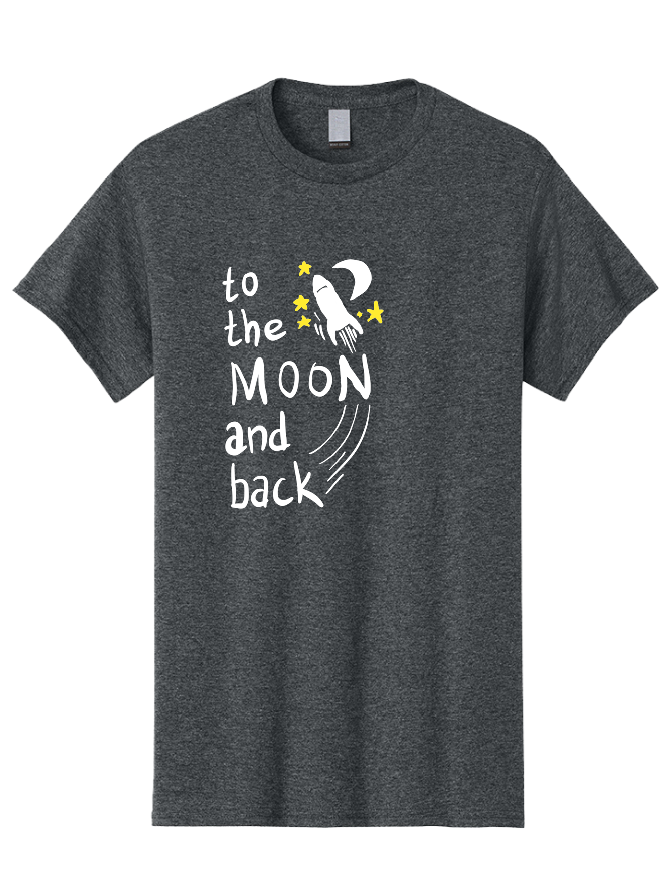 To-The-Moon-And-Back Men'S Graphic Tee, 100% Cotton, Comfortable Casual Summer Wear, Machine Washable, Space Travel, Rocket Ship, Moon Adventure, Love Phrase, Starry Night, Celestial Journey, Quirky Typography, Whimsical Illustration - Aaa134