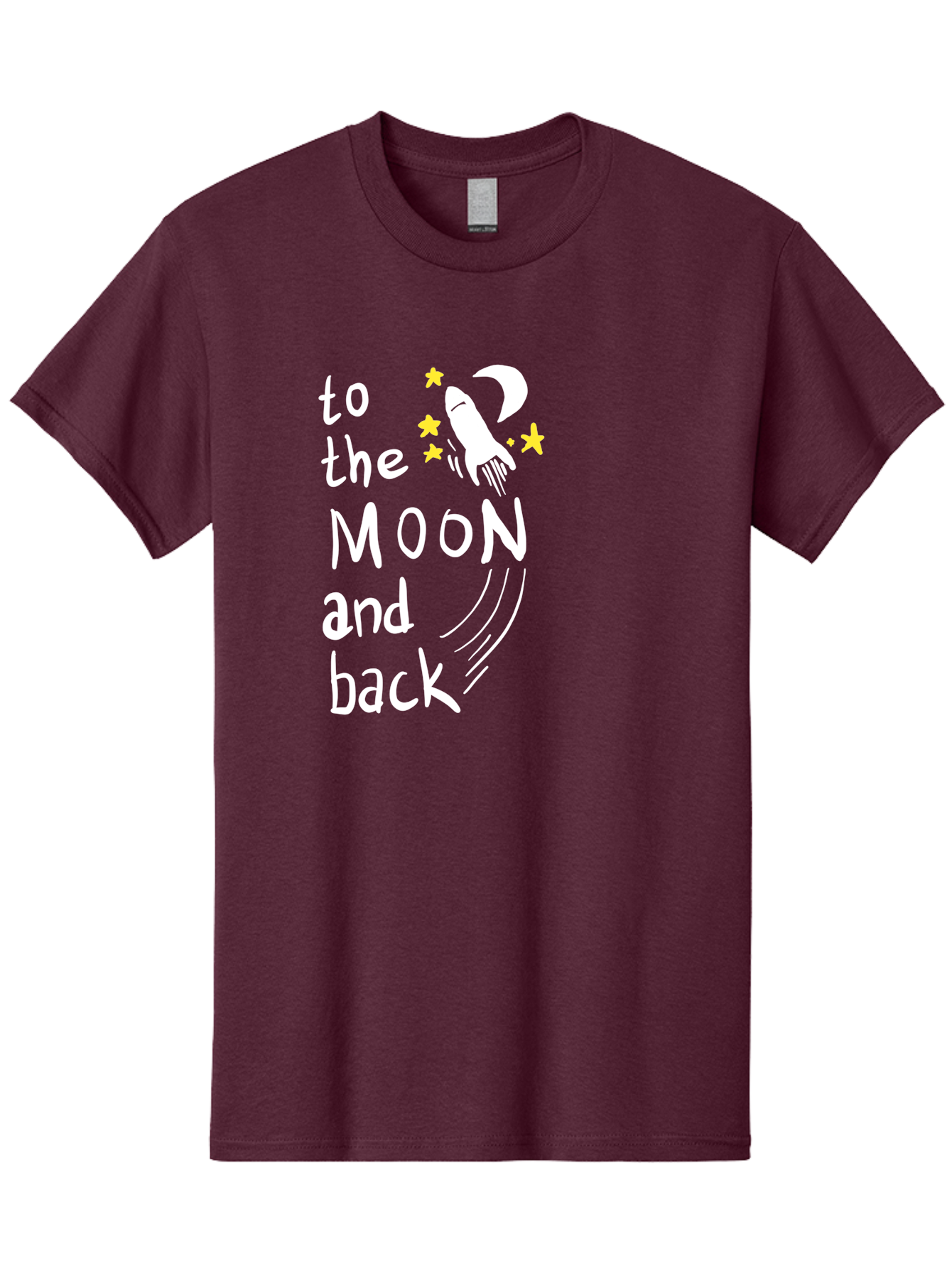 To-The-Moon-And-Back Men'S Graphic Tee, 100% Cotton, Comfortable Casual Summer Wear, Machine Washable, Space Travel, Rocket Ship, Moon Adventure, Love Phrase, Starry Night, Celestial Journey, Quirky Typography, Whimsical Illustration - Aaa134