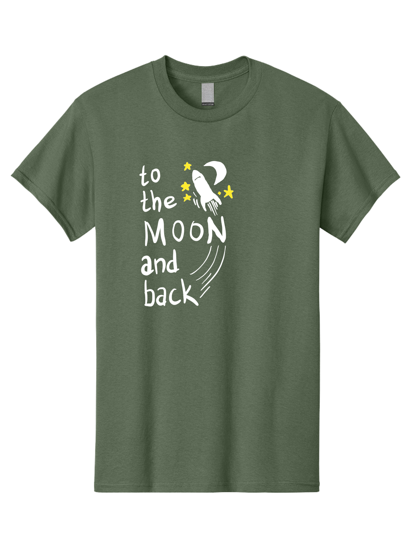 To-The-Moon-And-Back Men'S Graphic Tee, 100% Cotton, Comfortable Casual Summer Wear, Machine Washable, Space Travel, Rocket Ship, Moon Adventure, Love Phrase, Starry Night, Celestial Journey, Quirky Typography, Whimsical Illustration - Aaa134