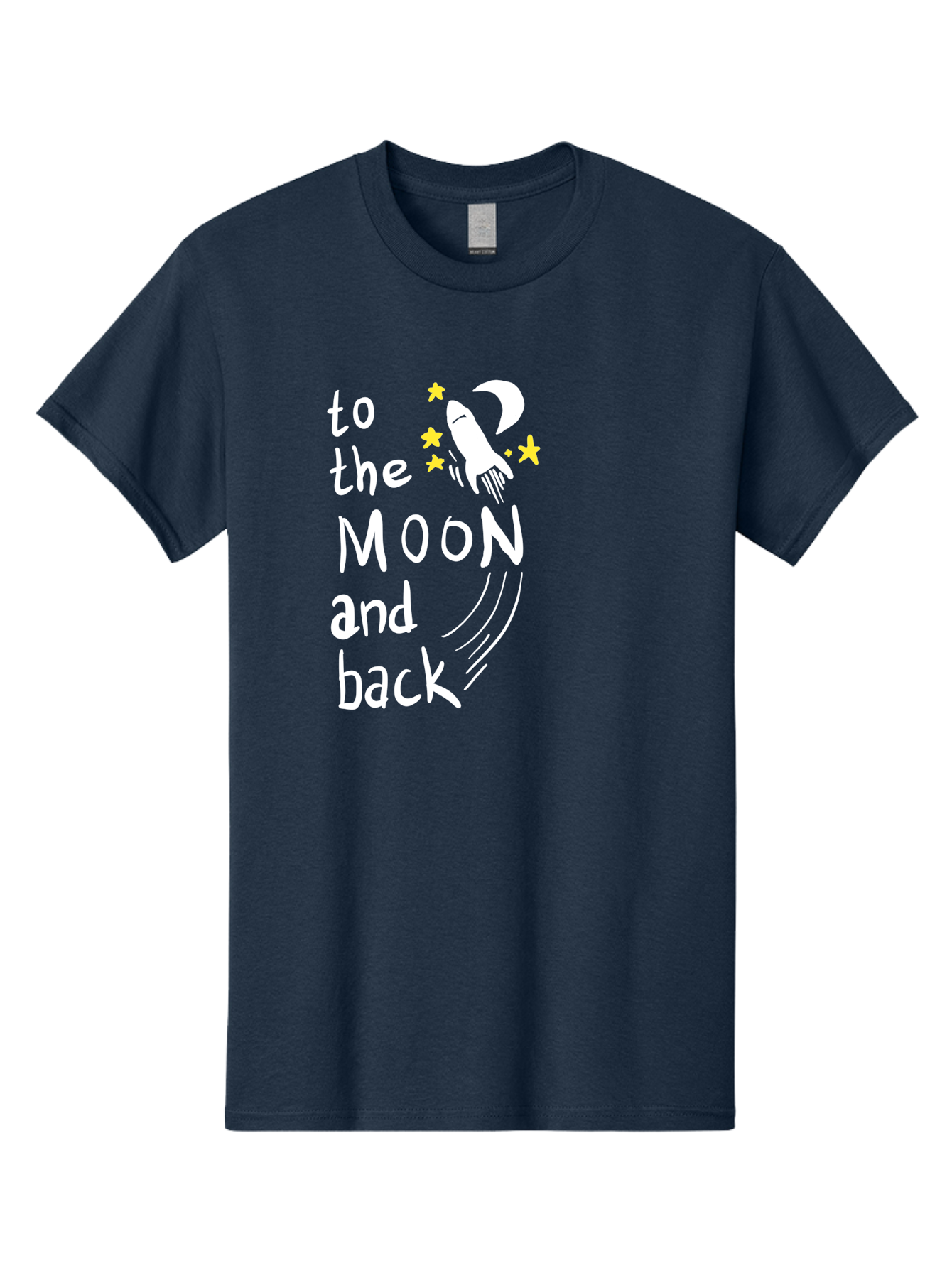 To-The-Moon-And-Back Men'S Graphic Tee, 100% Cotton, Comfortable Casual Summer Wear, Machine Washable, Space Travel, Rocket Ship, Moon Adventure, Love Phrase, Starry Night, Celestial Journey, Quirky Typography, Whimsical Illustration - Aaa134