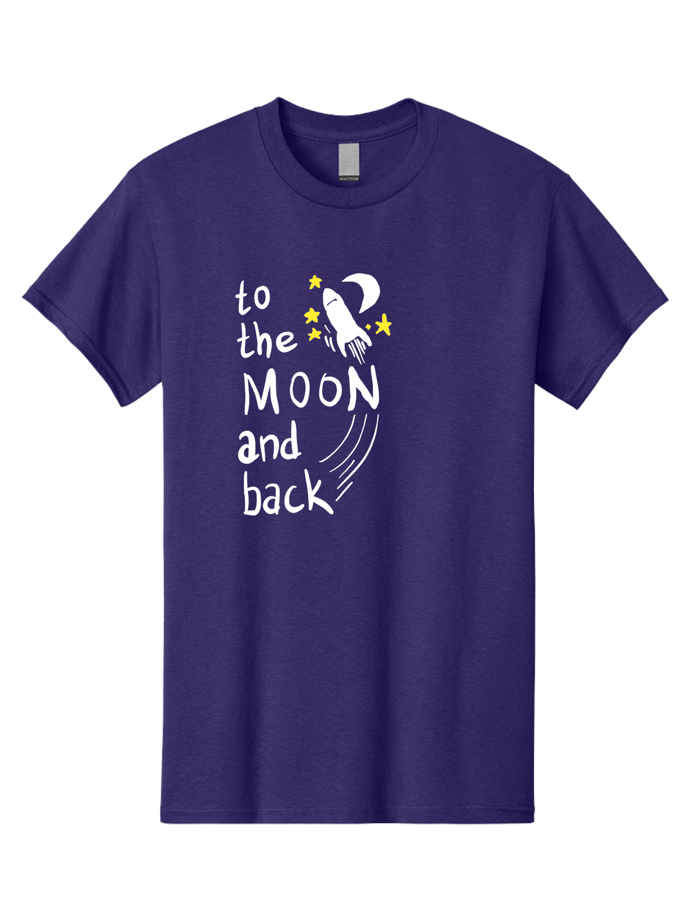 To-The-Moon-And-Back Men'S Graphic Tee, 100% Cotton, Comfortable Casual Summer Wear, Machine Washable, Space Travel, Rocket Ship, Moon Adventure, Love Phrase, Starry Night, Celestial Journey, Quirky Typography, Whimsical Illustration - Aaa134