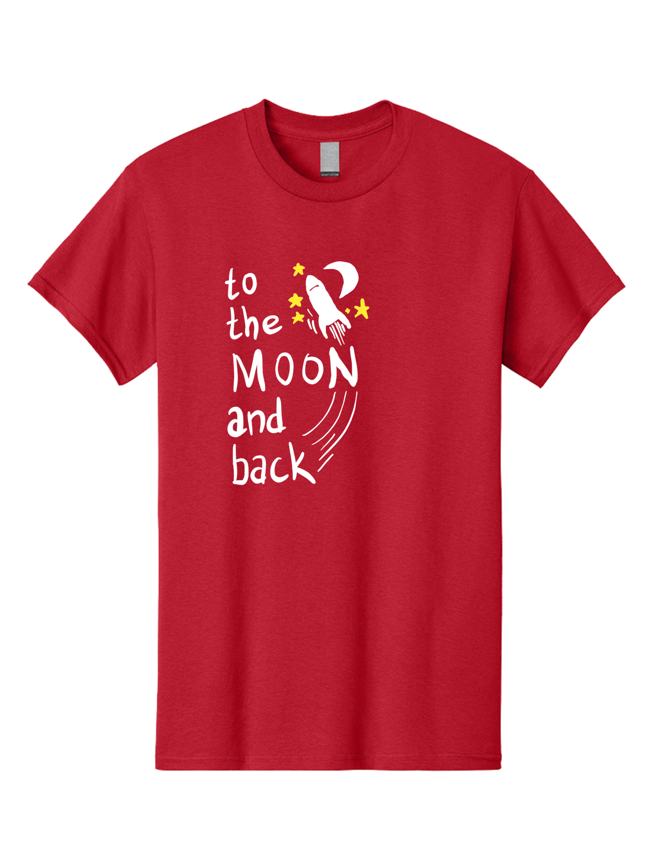 To-The-Moon-And-Back Men'S Graphic Tee, 100% Cotton, Comfortable Casual Summer Wear, Machine Washable, Space Travel, Rocket Ship, Moon Adventure, Love Phrase, Starry Night, Celestial Journey, Quirky Typography, Whimsical Illustration - Aaa134