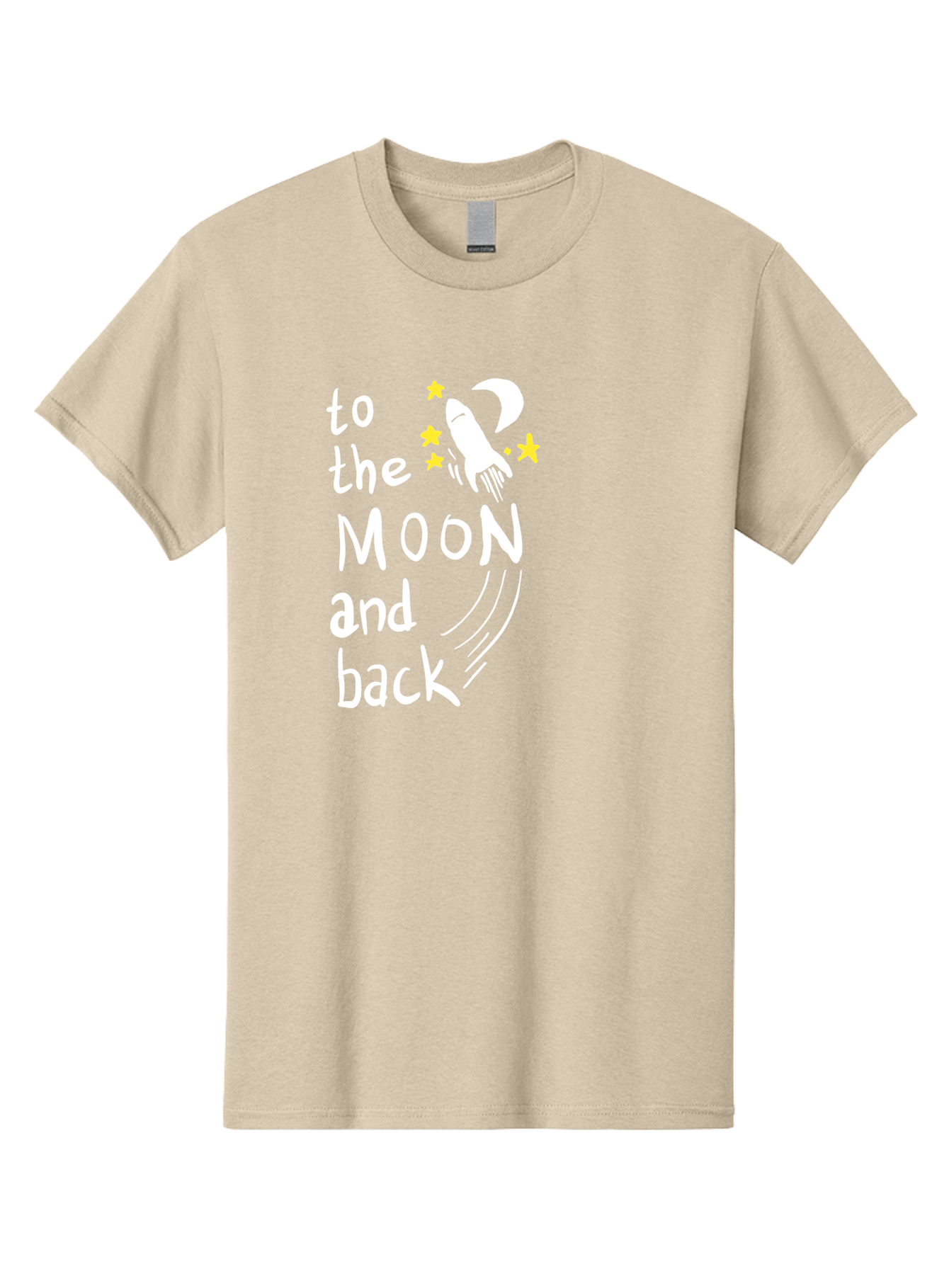 To-The-Moon-And-Back Men'S Graphic Tee, 100% Cotton, Comfortable Casual Summer Wear, Machine Washable, Space Travel, Rocket Ship, Moon Adventure, Love Phrase, Starry Night, Celestial Journey, Quirky Typography, Whimsical Illustration - Aaa134