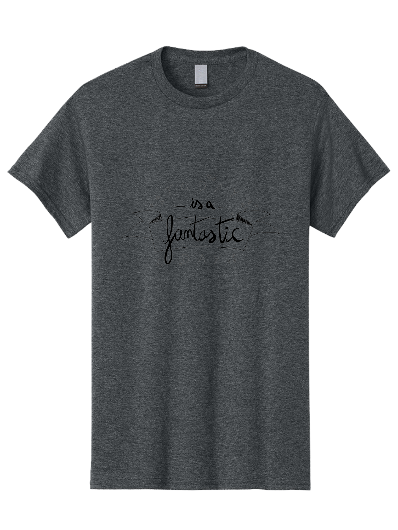 Today-Is-A-Fantastic-Day Men'S Graphic Tee, 100% Cotton, Comfortable Casual Summer Wear, Machine Washable, Motivational Quote, Inspirational Message, Positive Vibes, Daily Affirmation, Handwritten Font, Decorative Banner, Heart Shapes - Aaa135