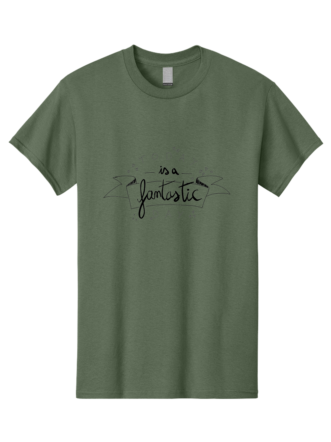 Today-Is-A-Fantastic-Day Men'S Graphic Tee, 100% Cotton, Comfortable Casual Summer Wear, Machine Washable, Motivational Quote, Inspirational Message, Positive Vibes, Daily Affirmation, Handwritten Font, Decorative Banner, Heart Shapes - Aaa135