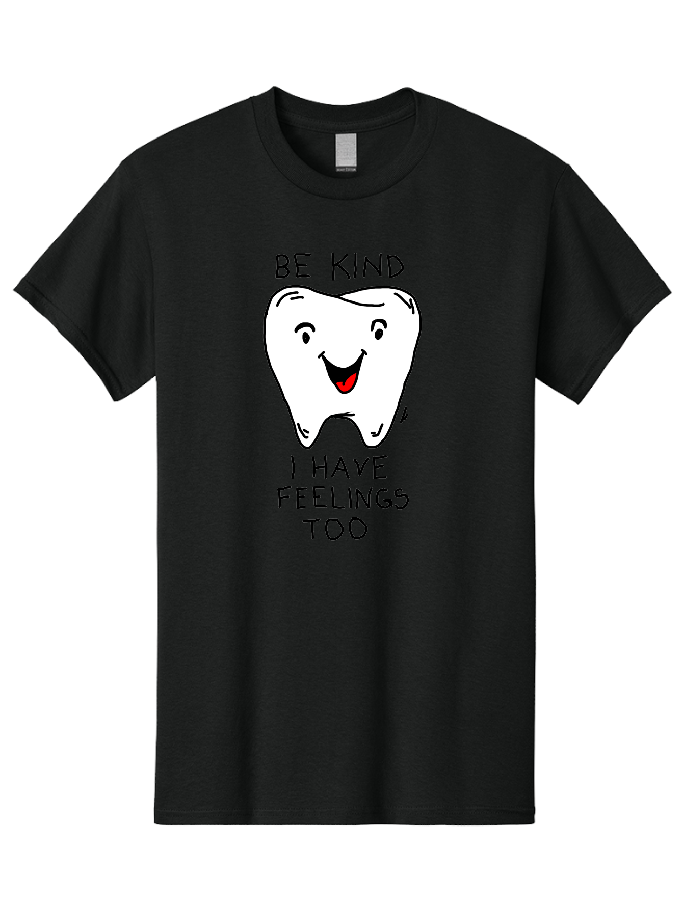 Tooth-With-Feeling Men'S Graphic Tee, 100% Cotton, Comfortable Casual Summer Wear, Machine Washable, Funny Tooth Character, Dental Care, Kindness Matters, Tooth With Feelings, Humorous Illustration, Cartoon Tooth, Be Kind, - Aaa136