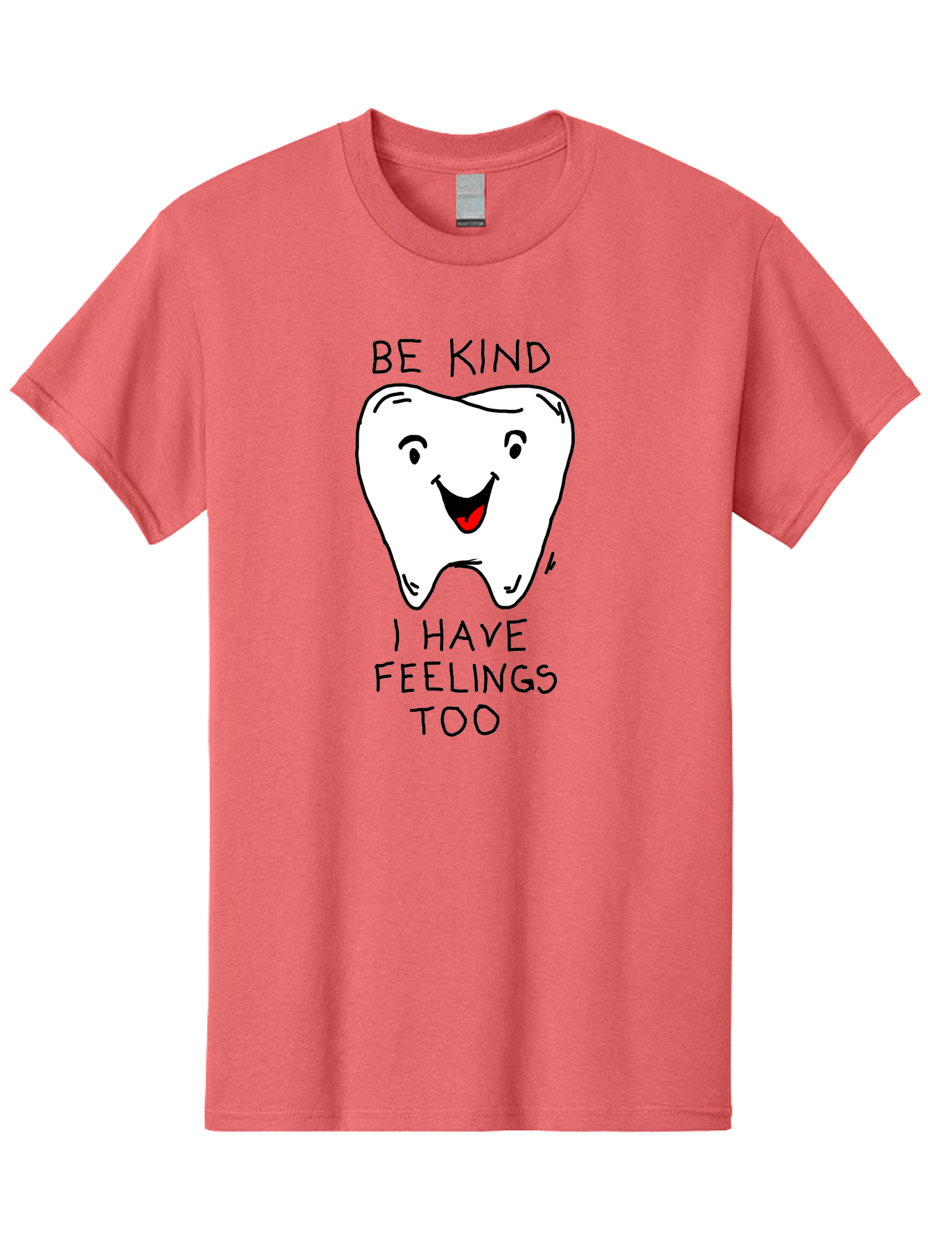 Tooth-With-Feeling Men'S Graphic Tee, 100% Cotton, Comfortable Casual Summer Wear, Machine Washable, Funny Tooth Character, Dental Care, Kindness Matters, Tooth With Feelings, Humorous Illustration, Cartoon Tooth, Be Kind, - Aaa136