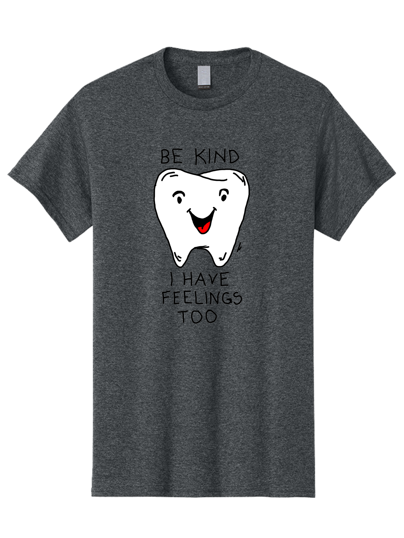 Tooth-With-Feeling Men'S Graphic Tee, 100% Cotton, Comfortable Casual Summer Wear, Machine Washable, Funny Tooth Character, Dental Care, Kindness Matters, Tooth With Feelings, Humorous Illustration, Cartoon Tooth, Be Kind, - Aaa136