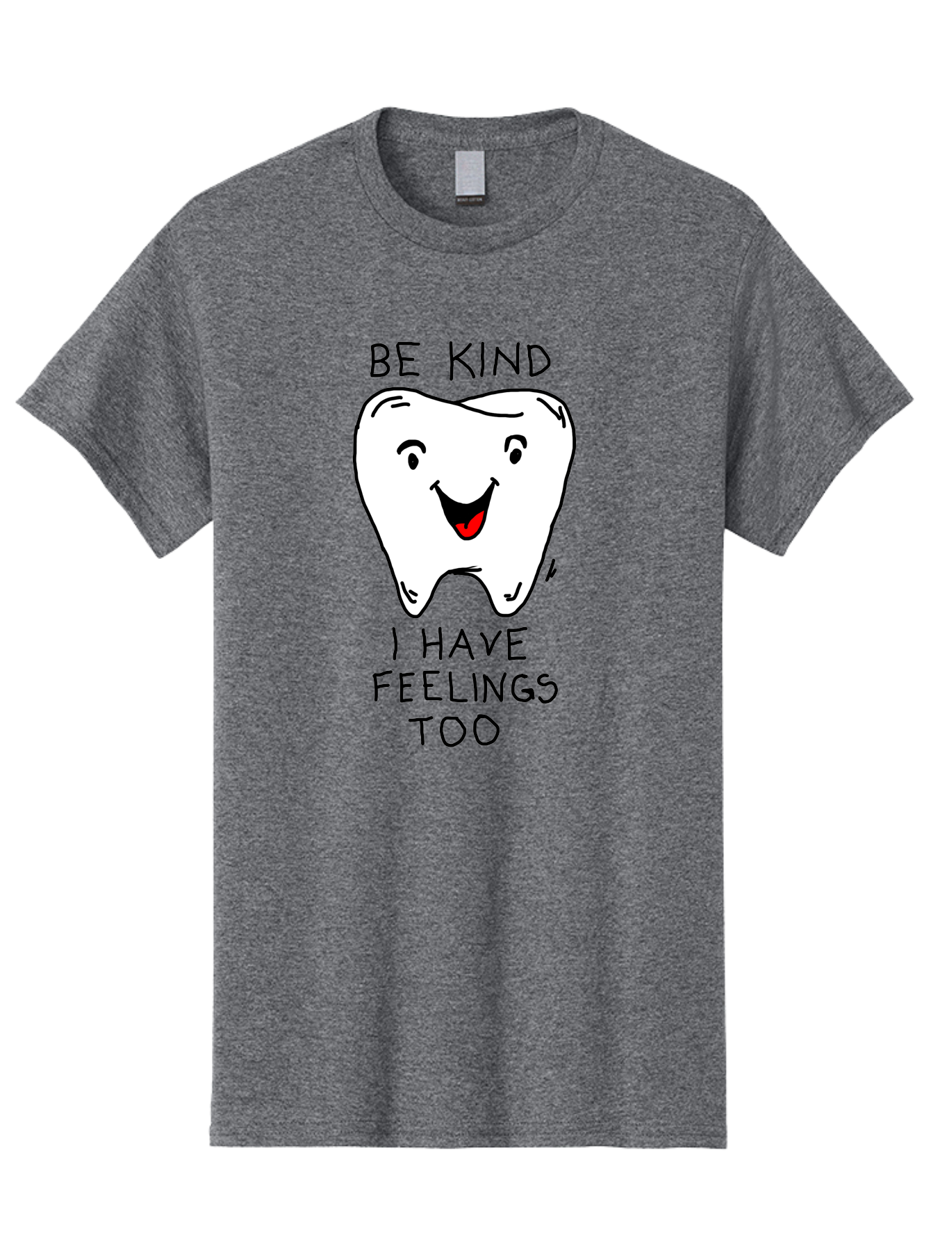 Tooth-With-Feeling Men'S Graphic Tee, 100% Cotton, Comfortable Casual Summer Wear, Machine Washable, Funny Tooth Character, Dental Care, Kindness Matters, Tooth With Feelings, Humorous Illustration, Cartoon Tooth, Be Kind, - Aaa136