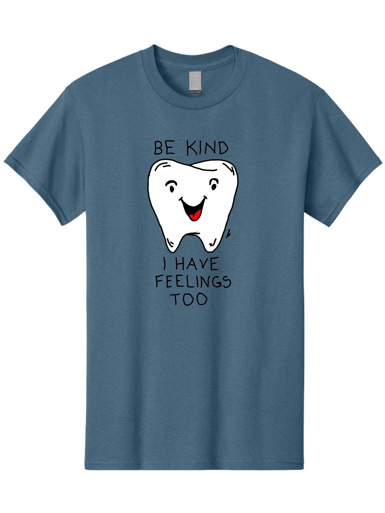 Tooth-With-Feeling Men'S Graphic Tee, 100% Cotton, Comfortable Casual Summer Wear, Machine Washable, Funny Tooth Character, Dental Care, Kindness Matters, Tooth With Feelings, Humorous Illustration, Cartoon Tooth, Be Kind, - Aaa136