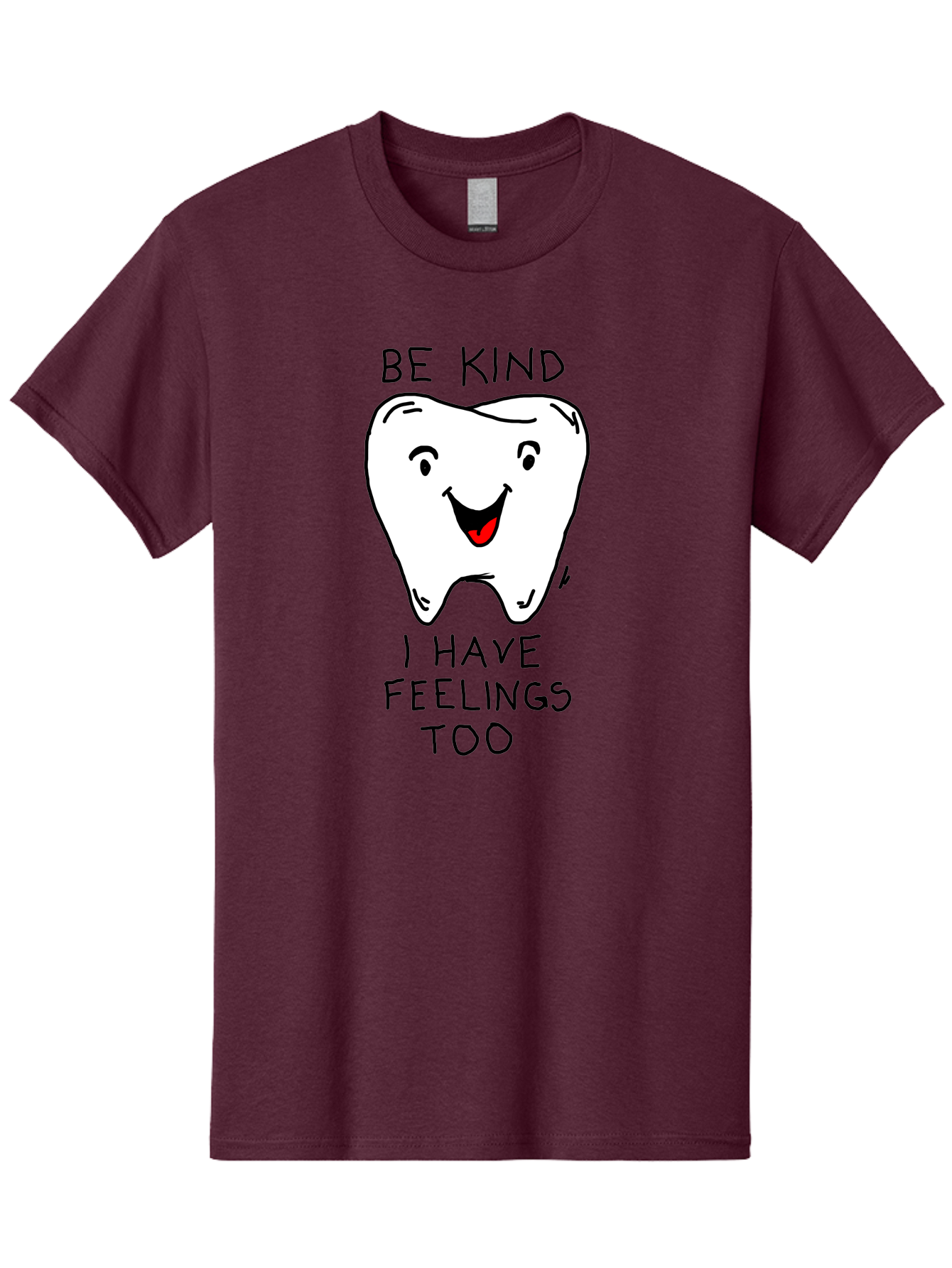 Tooth-With-Feeling Men'S Graphic Tee, 100% Cotton, Comfortable Casual Summer Wear, Machine Washable, Funny Tooth Character, Dental Care, Kindness Matters, Tooth With Feelings, Humorous Illustration, Cartoon Tooth, Be Kind, - Aaa136