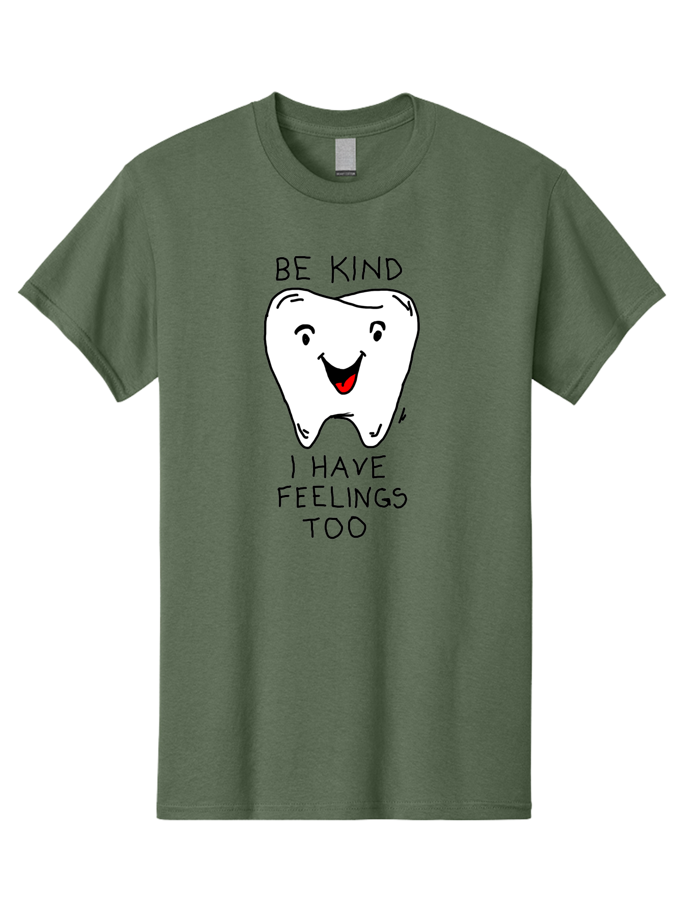 Tooth-With-Feeling Men'S Graphic Tee, 100% Cotton, Comfortable Casual Summer Wear, Machine Washable, Funny Tooth Character, Dental Care, Kindness Matters, Tooth With Feelings, Humorous Illustration, Cartoon Tooth, Be Kind, - Aaa136