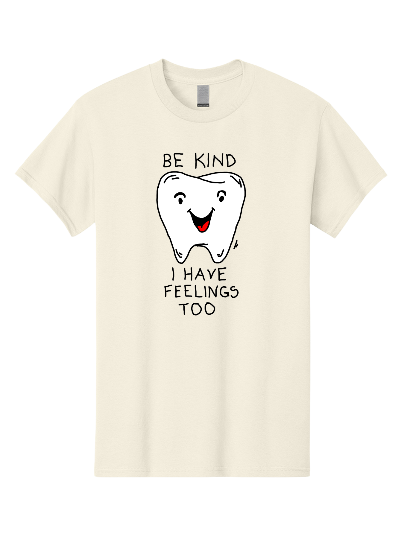 Tooth-With-Feeling Men'S Graphic Tee, 100% Cotton, Comfortable Casual Summer Wear, Machine Washable, Funny Tooth Character, Dental Care, Kindness Matters, Tooth With Feelings, Humorous Illustration, Cartoon Tooth, Be Kind, - Aaa136