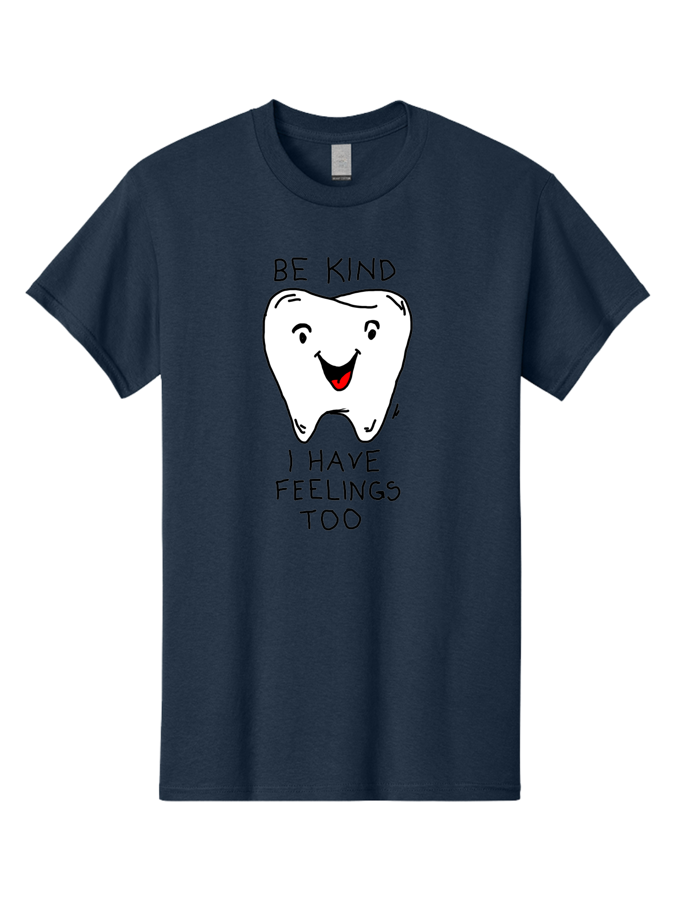 Tooth-With-Feeling Men'S Graphic Tee, 100% Cotton, Comfortable Casual Summer Wear, Machine Washable, Funny Tooth Character, Dental Care, Kindness Matters, Tooth With Feelings, Humorous Illustration, Cartoon Tooth, Be Kind, - Aaa136