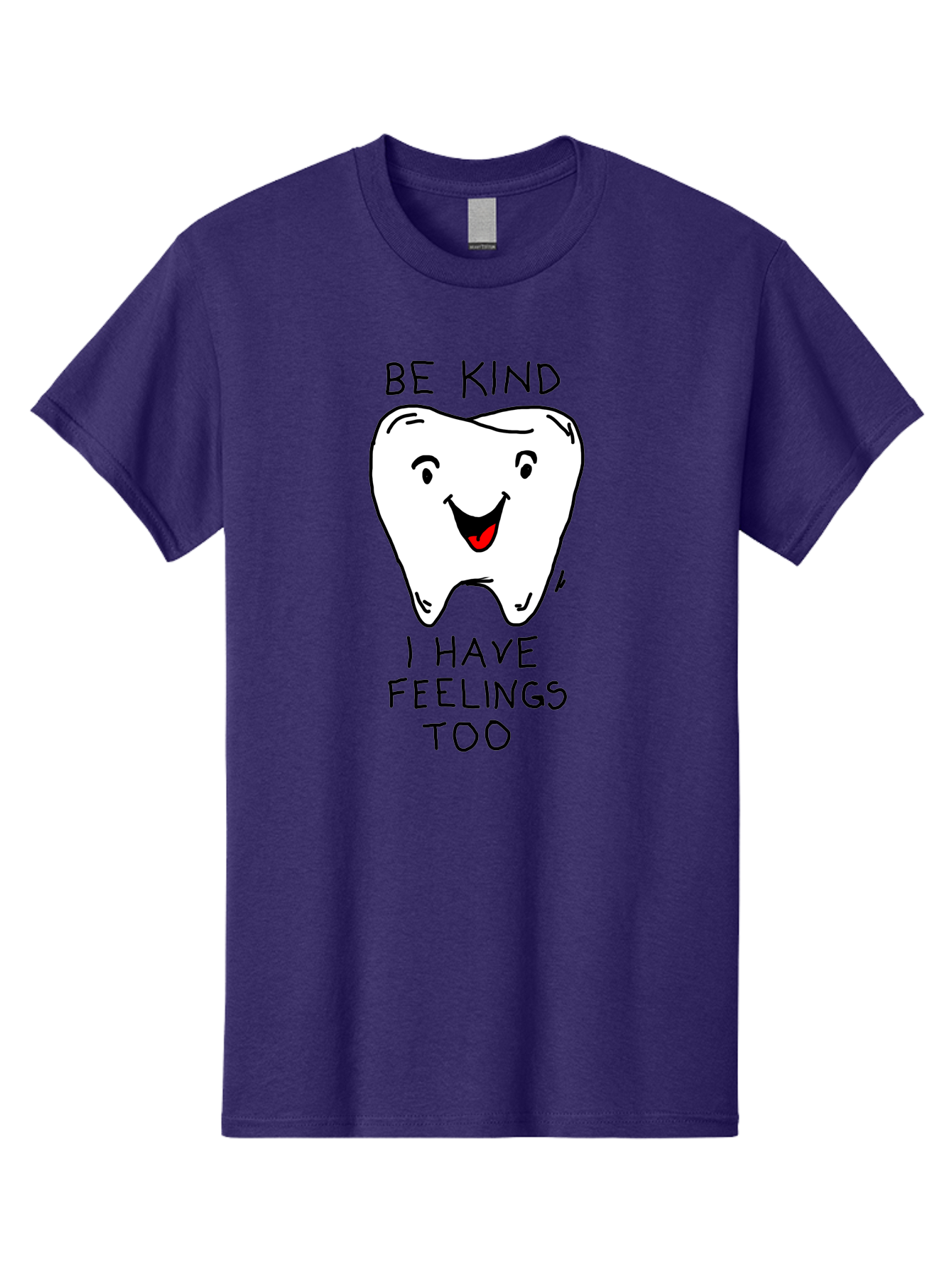 Tooth-With-Feeling Men'S Graphic Tee, 100% Cotton, Comfortable Casual Summer Wear, Machine Washable, Funny Tooth Character, Dental Care, Kindness Matters, Tooth With Feelings, Humorous Illustration, Cartoon Tooth, Be Kind, - Aaa136