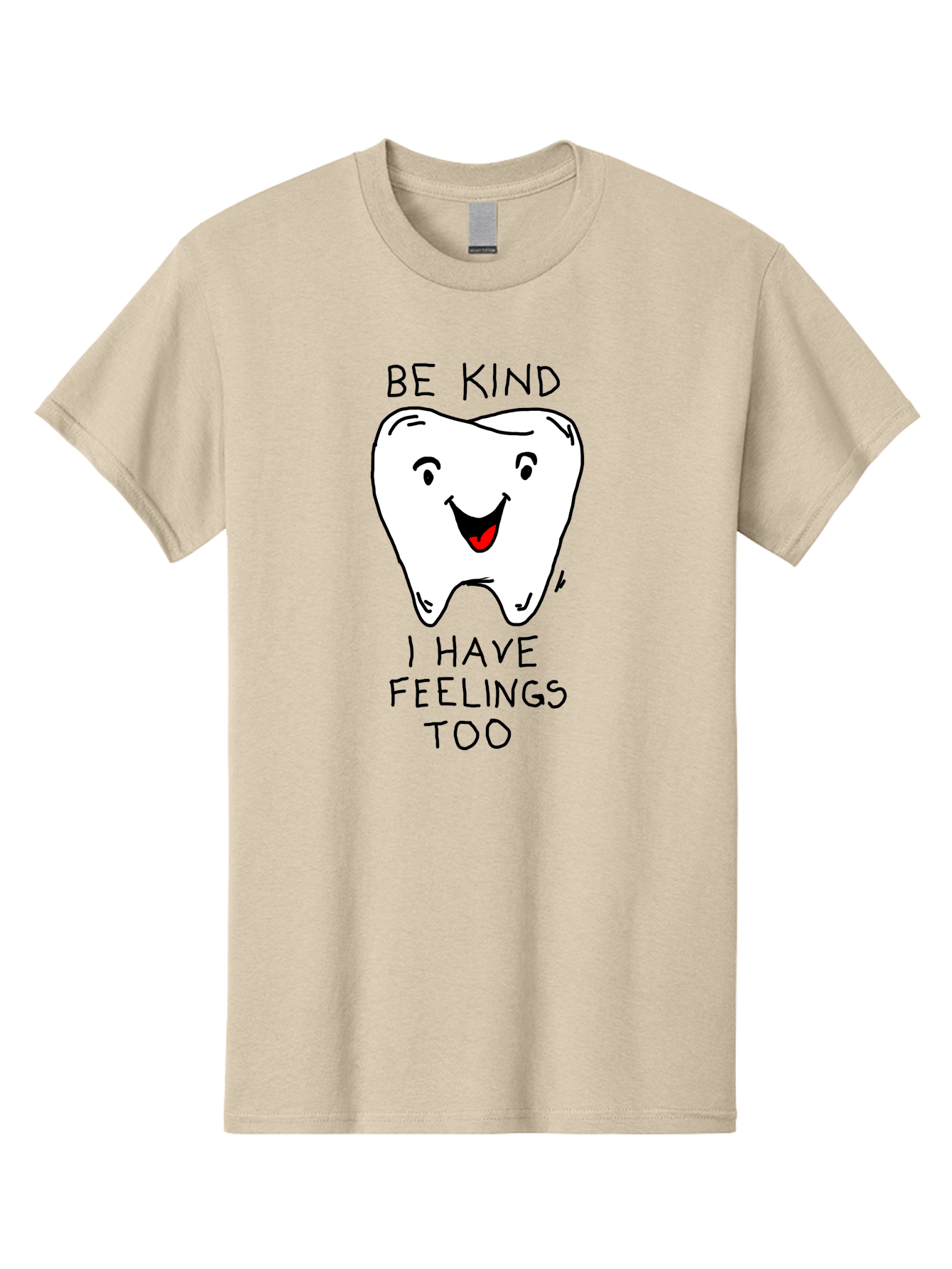 Tooth-With-Feeling Men'S Graphic Tee, 100% Cotton, Comfortable Casual Summer Wear, Machine Washable, Funny Tooth Character, Dental Care, Kindness Matters, Tooth With Feelings, Humorous Illustration, Cartoon Tooth, Be Kind, - Aaa136