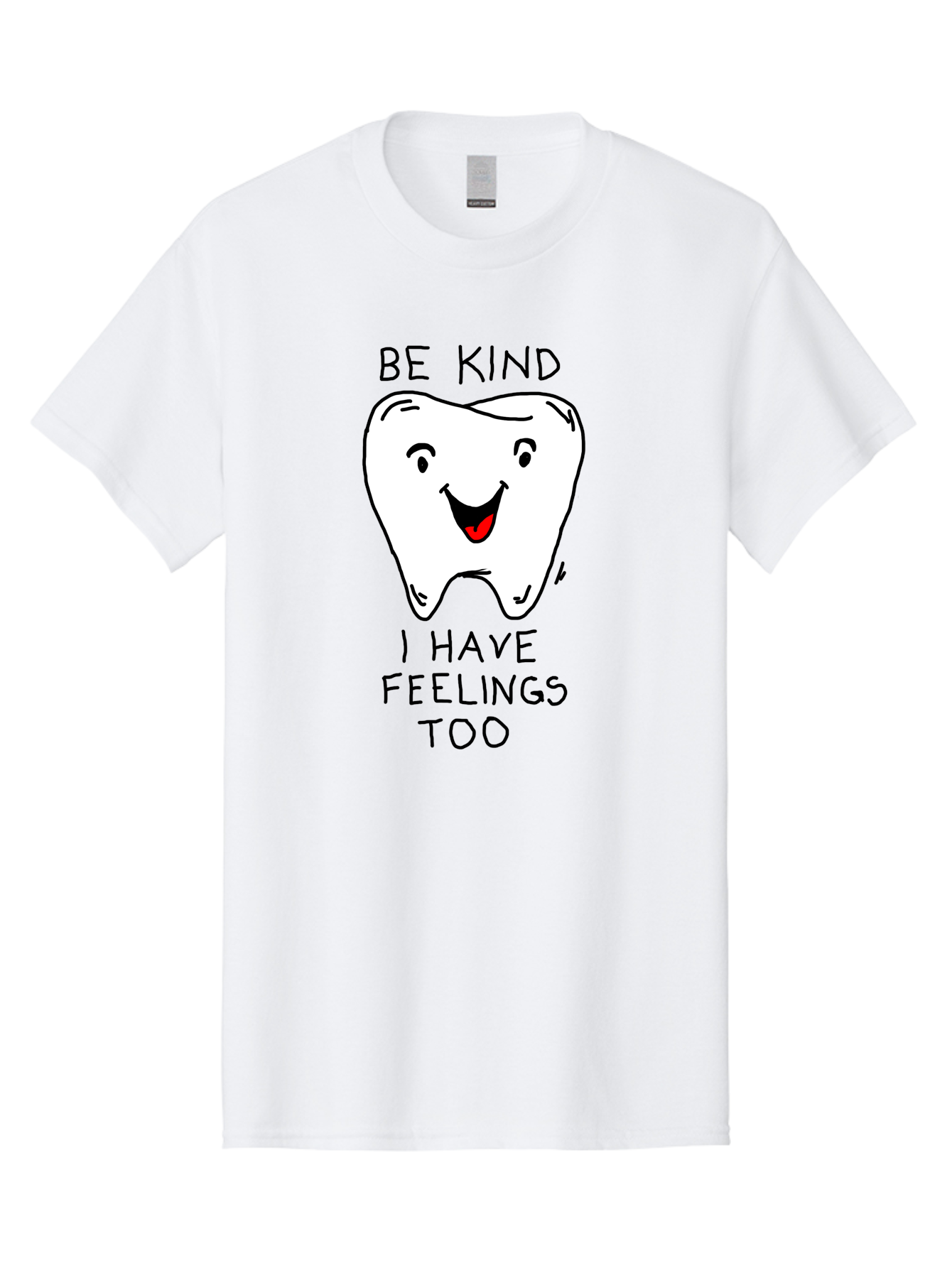 Tooth-With-Feeling Men'S Graphic Tee, 100% Cotton, Comfortable Casual Summer Wear, Machine Washable, Funny Tooth Character, Dental Care, Kindness Matters, Tooth With Feelings, Humorous Illustration, Cartoon Tooth, Be Kind, - Aaa136