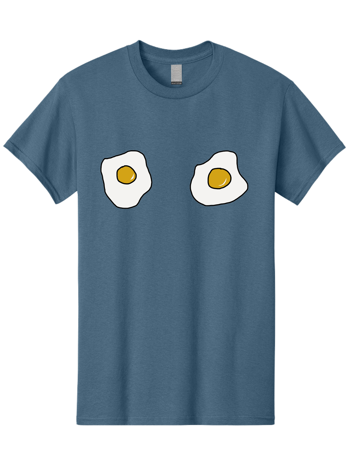 Two-Fried-Eggs Men'S Graphic Tee, 100% Cotton, Comfortable Casual Summer Wear, Machine Washable, Fried Eggs, Egg Yolks, Breakfast Food, Cartoon Eggs, Simple Illustration, Food Graphics, Egg Illustration - Aaa137